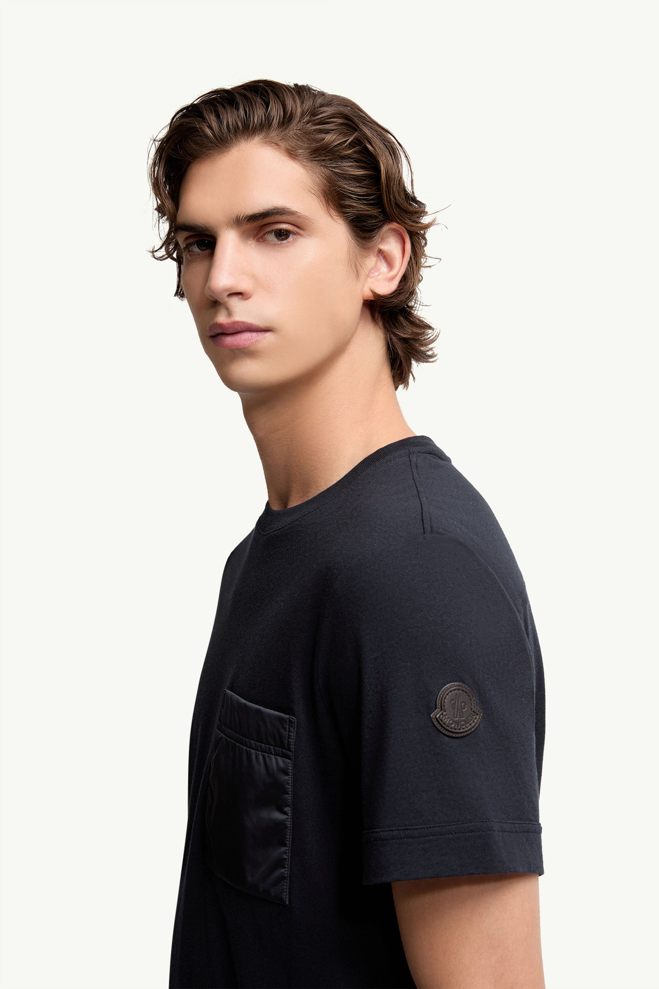 T-Shirt aus Baumwolle und Kaschmir Herren Navyblau Moncler 1