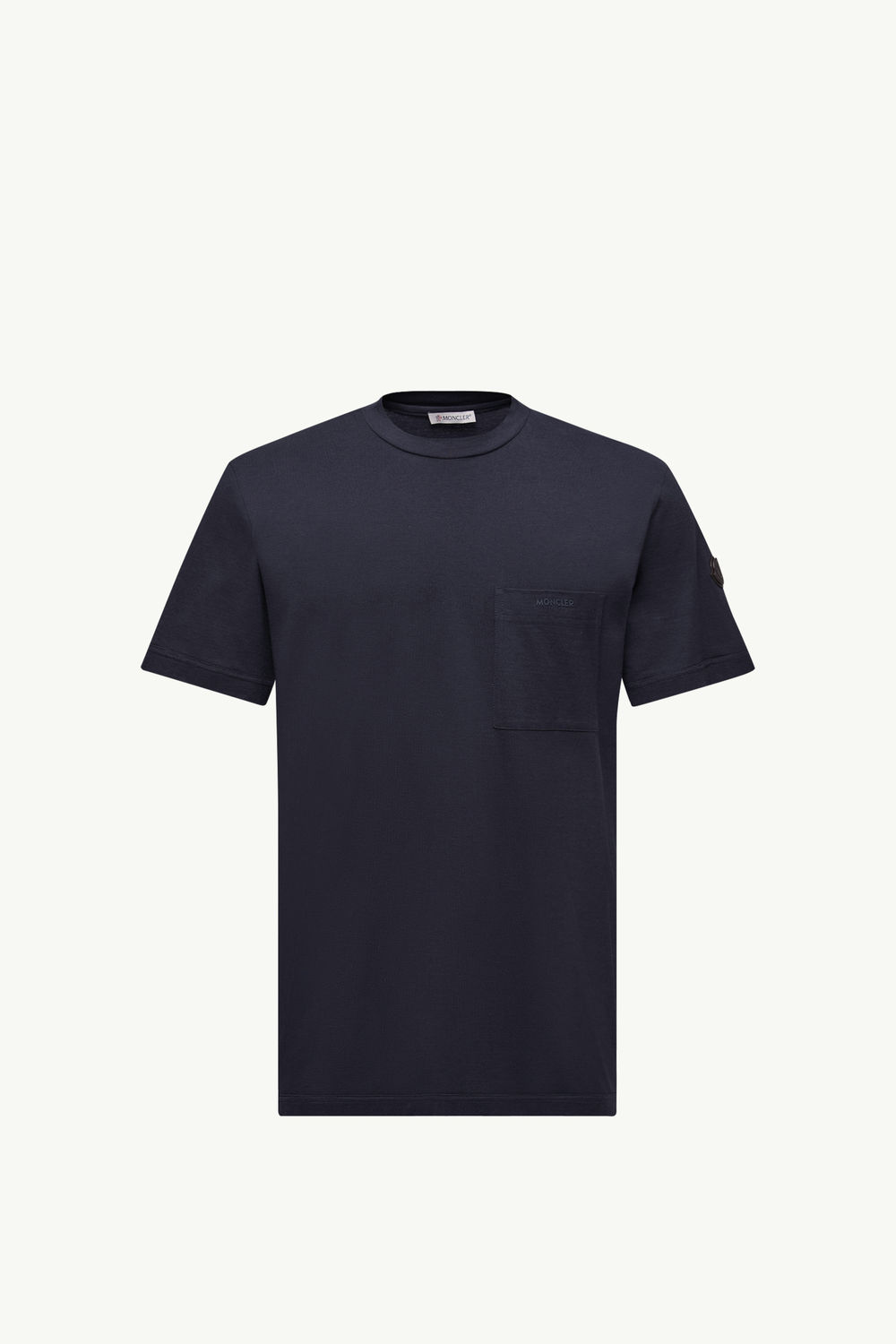 Logo Cotton & Silk T-Shirt with Pocket Men Navy Blue Moncler 2