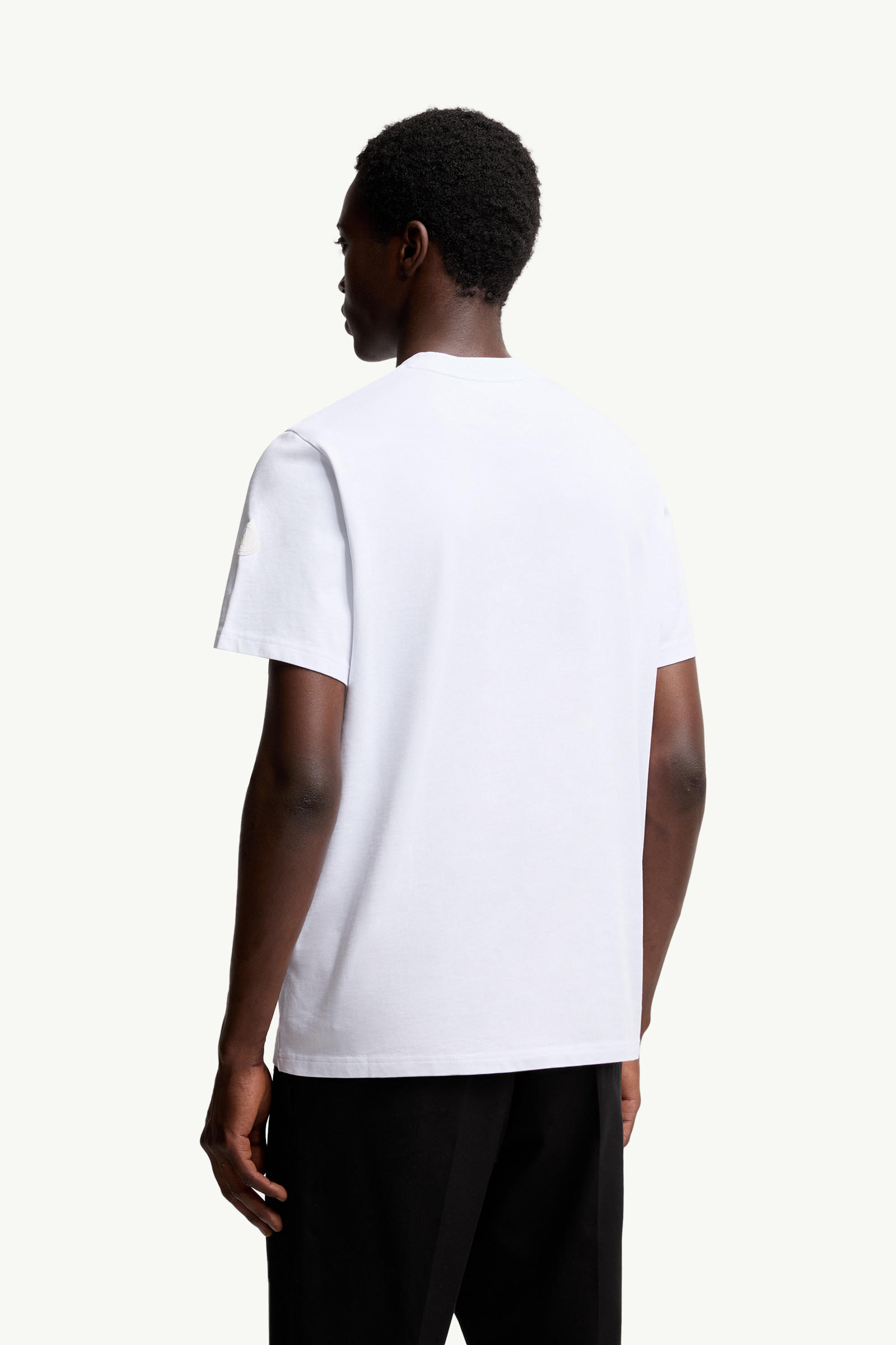 Mountain Logo Cotton T-Shirt Men White Moncler 4