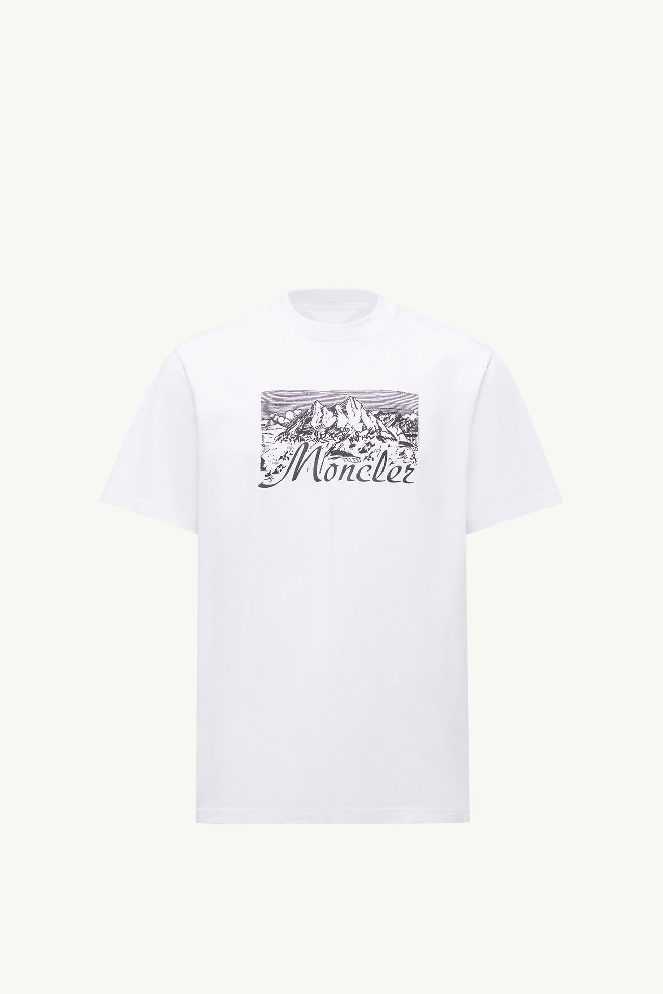 Mountain Logo Cotton T-Shirt Men White Moncler 2