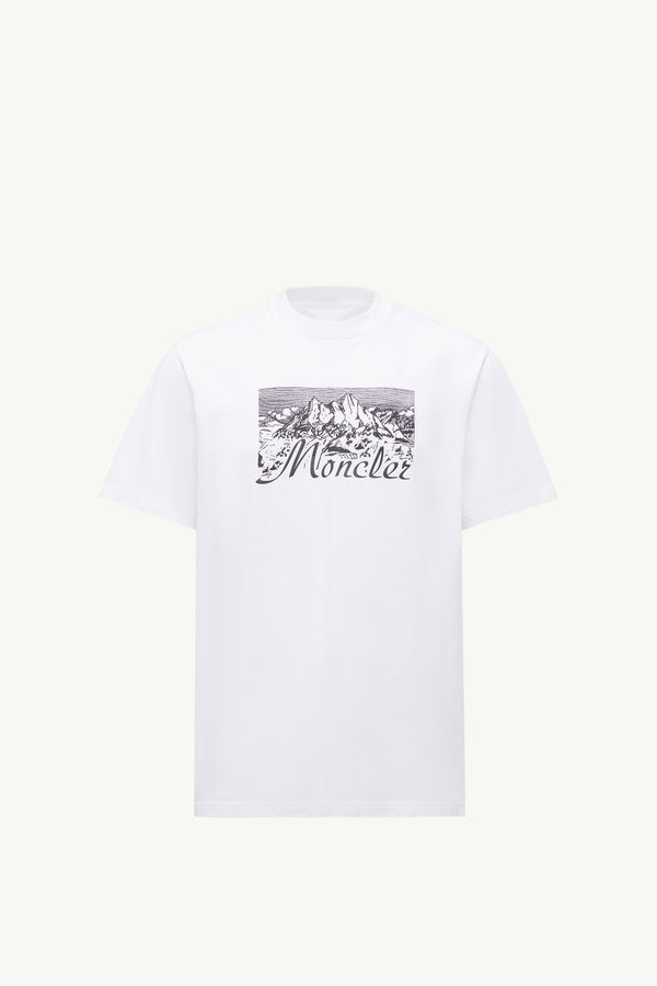 Mountain Logo Cotton T-Shirt Men White Moncler 2