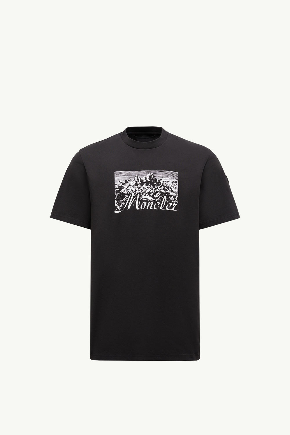 Mountain Logo Cotton T-Shirt Men Black Moncler 2