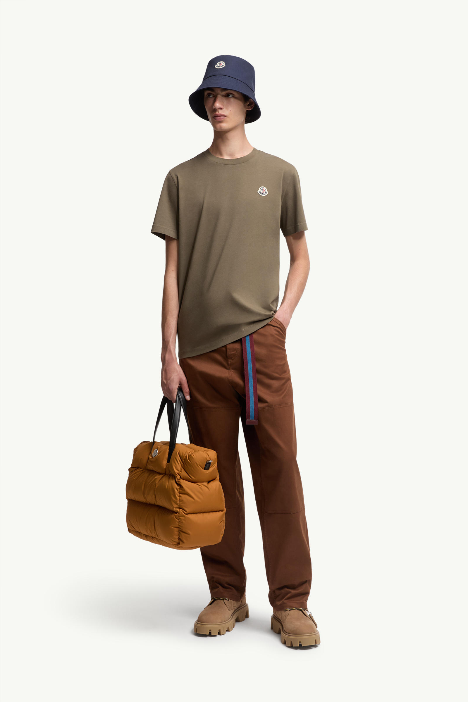 Camiseta de algodón con parche con logotipo (pack de 3) Hombre NEGRO, BLANCO Y VERDE OLIVA Moncler 0