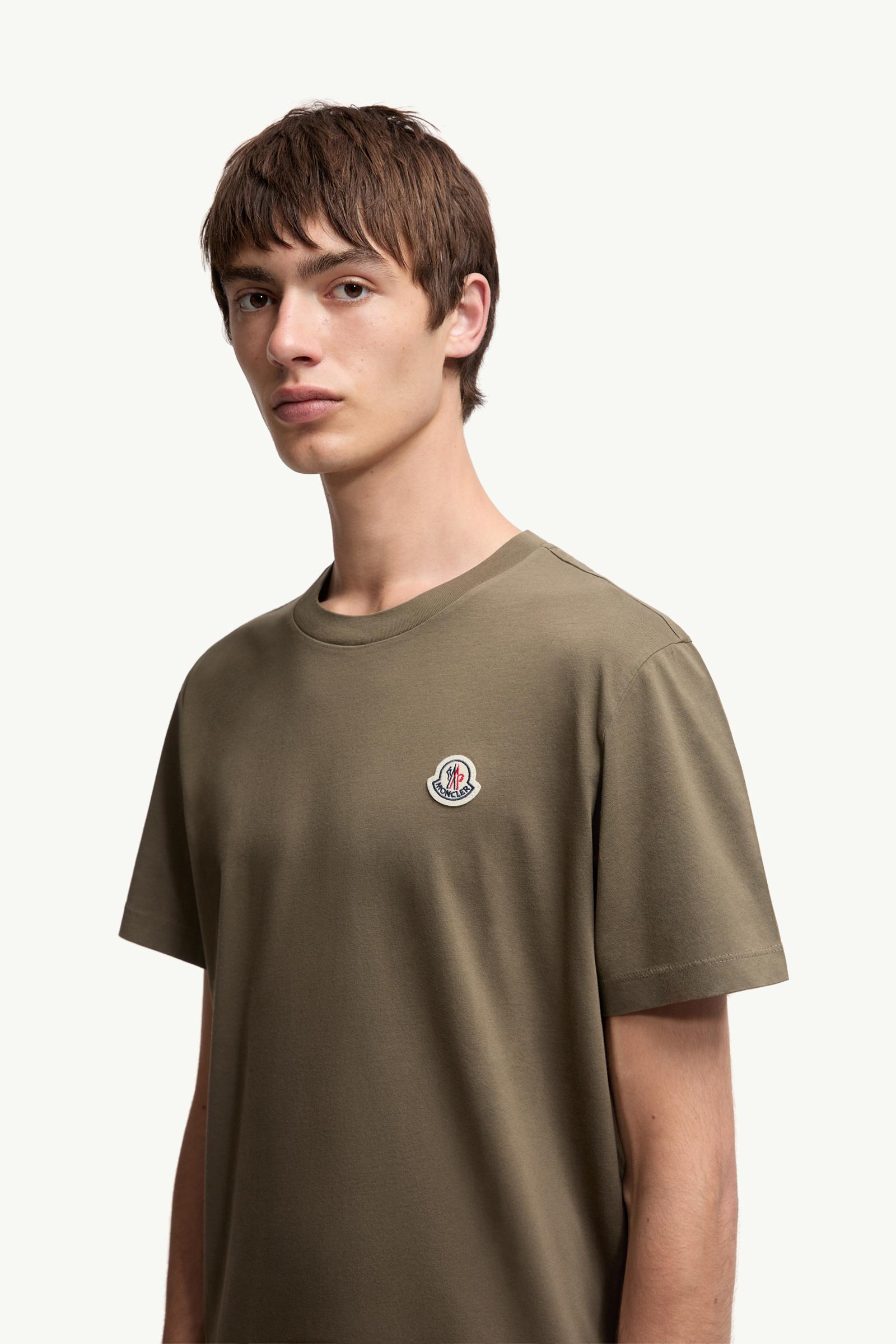 Logo Patch Cotton T-Shirt (Pack of Three) Men BLACK & WHITE & OLIVE GREEN Moncler 1