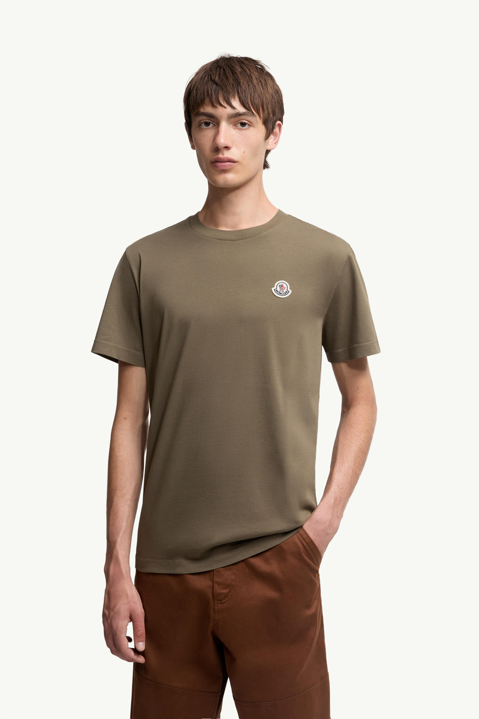 Camiseta de algodón con parche con logotipo (pack de 3) Hombre NEGRO, BLANCO Y VERDE OLIVA Moncler 3