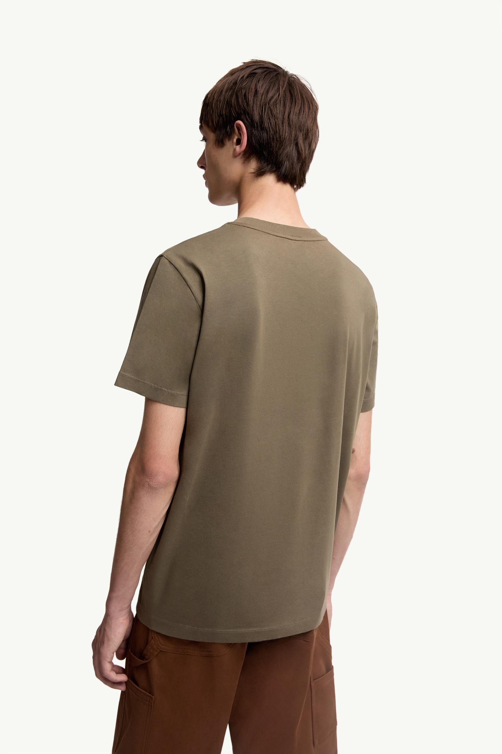 Black & White & Olive Green Logo Patch Cotton T-Shirt (Pack of