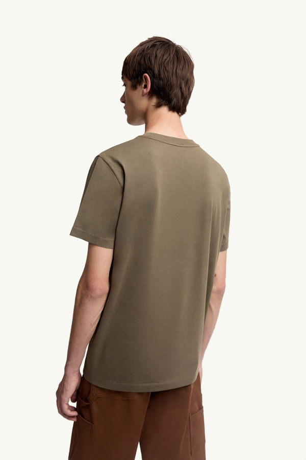 Logo Patch Cotton T-Shirt (Pack of Three) Men Black & White & Olive Green Moncler 4