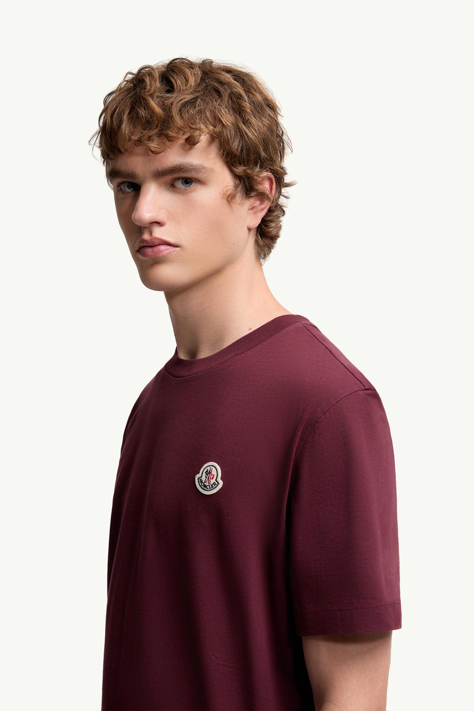 Logo Patch Cotton T-Shirt (Pack of Three) Men White & Navy Blue & Burgundy Moncler 1