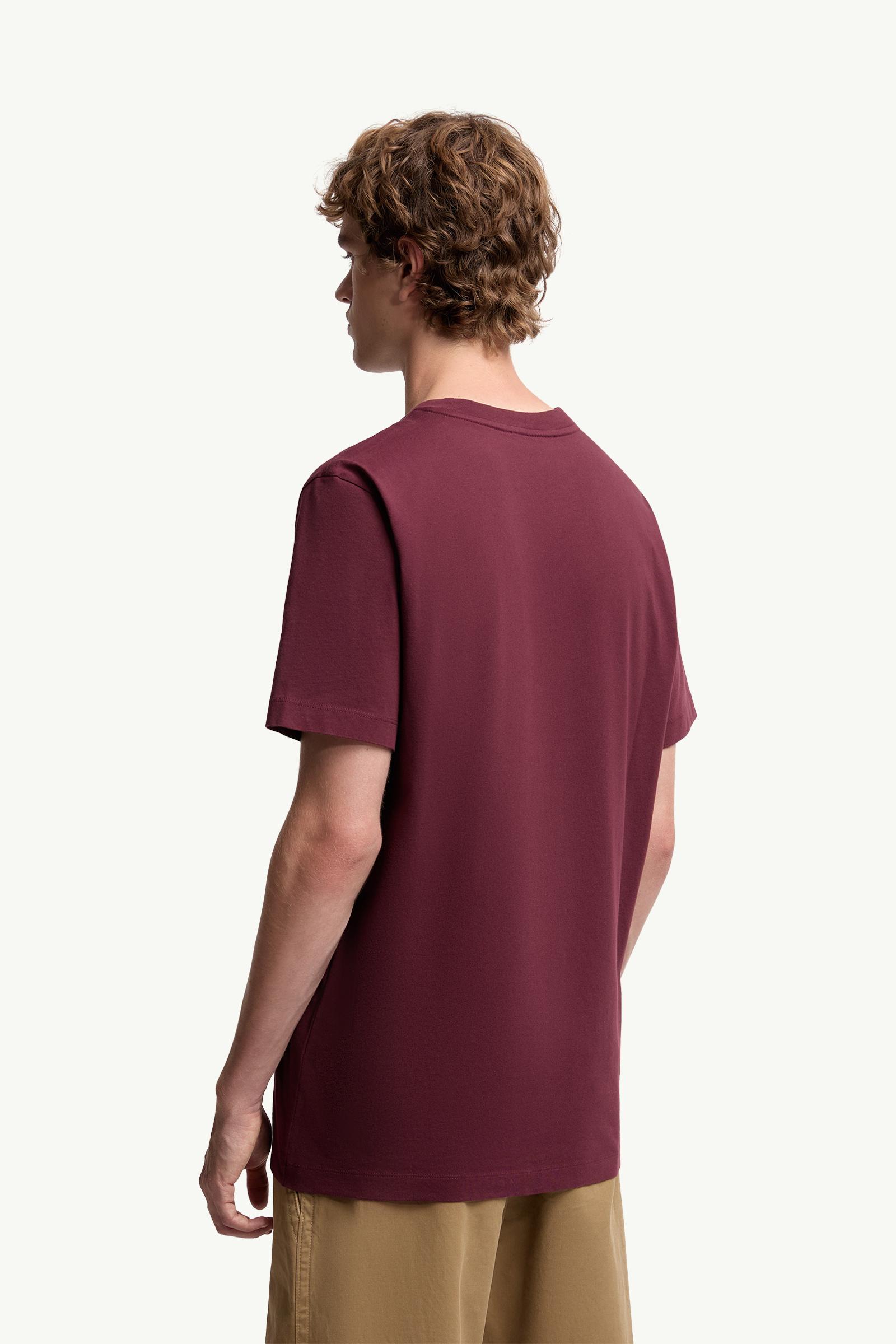 White & Navy Blue & Burgundy Logo Patch Cotton T-Shirt (Pack of