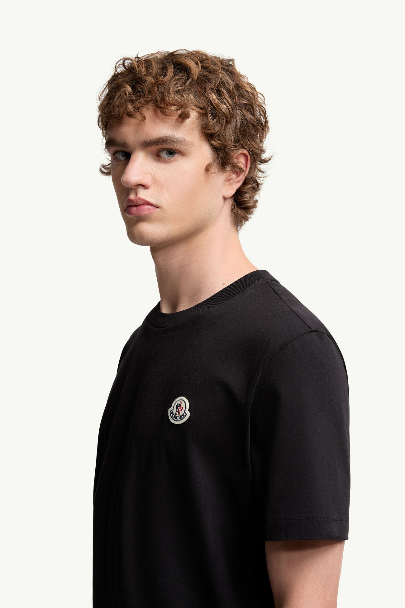 Camiseta de algodón con parche con logotipo (pack de 3) Hombre Negro Moncler 1