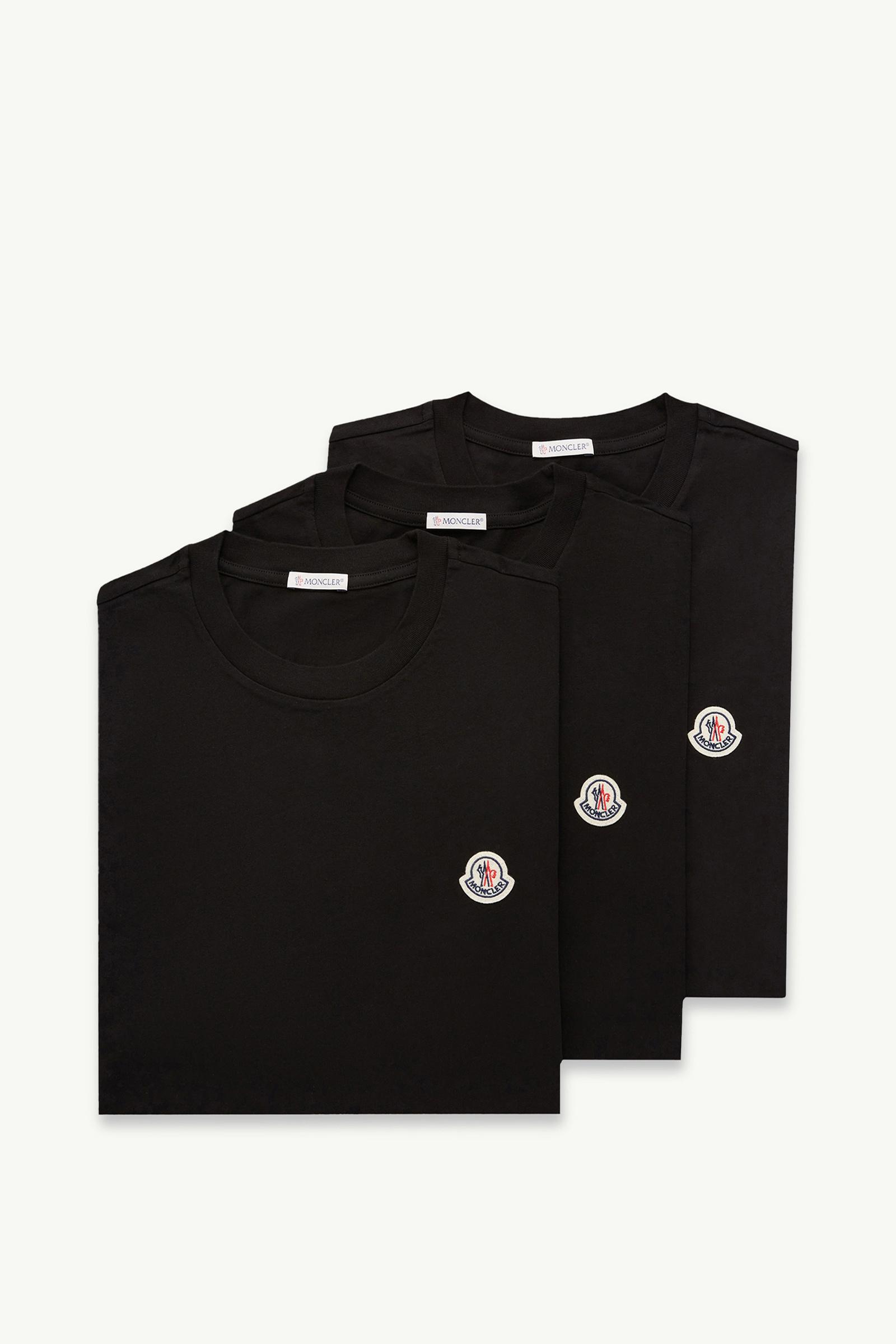 Black Logo Patch Cotton T-Shirt (Pack of Three) - Polos & T-shirts