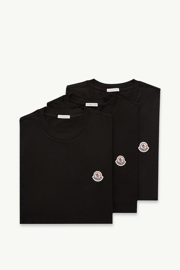 T-shirts en coton à logo (lot de 3) Hommes Noir Moncler 2