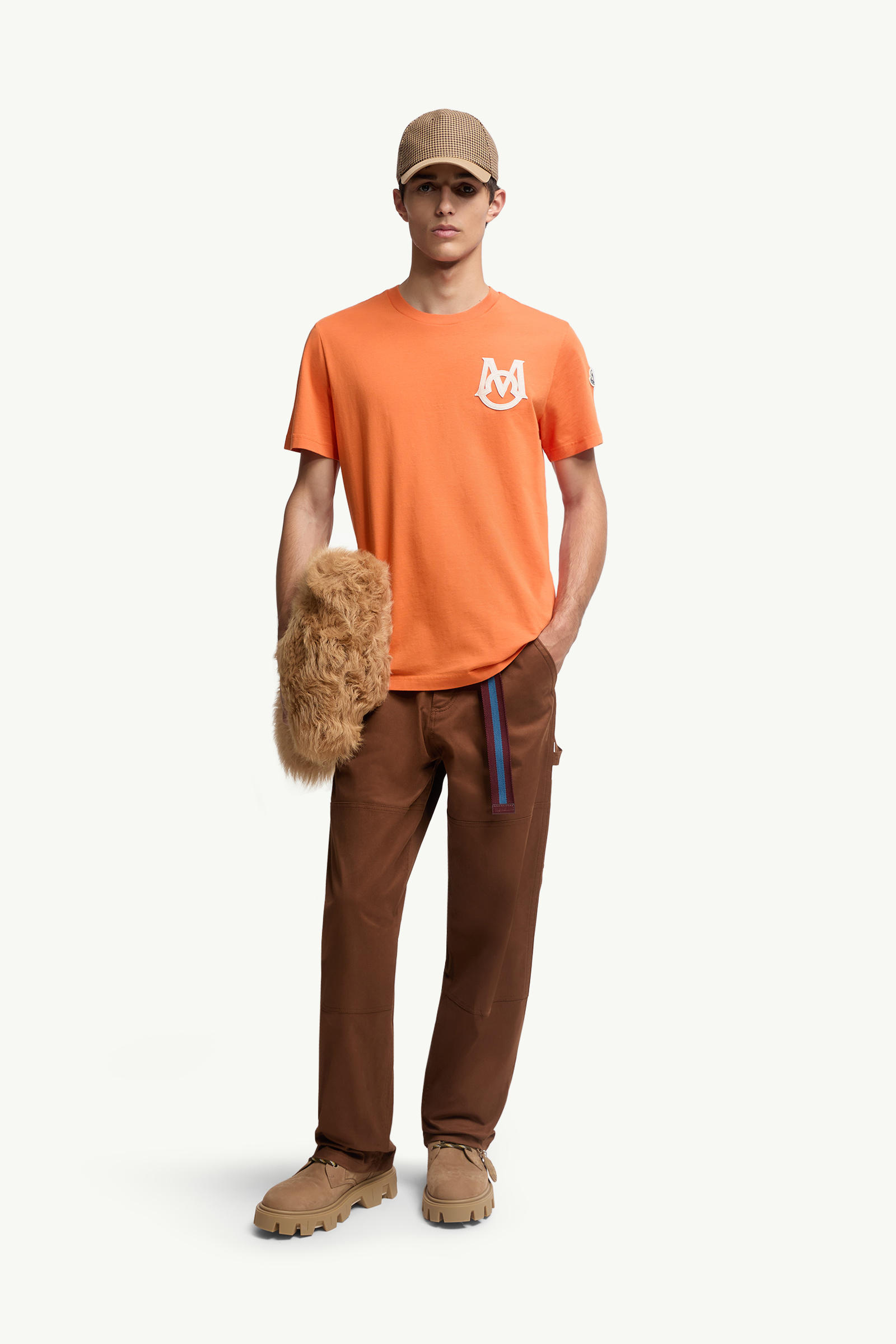 Monogram Cotton T-Shirt Men Orange Moncler 0