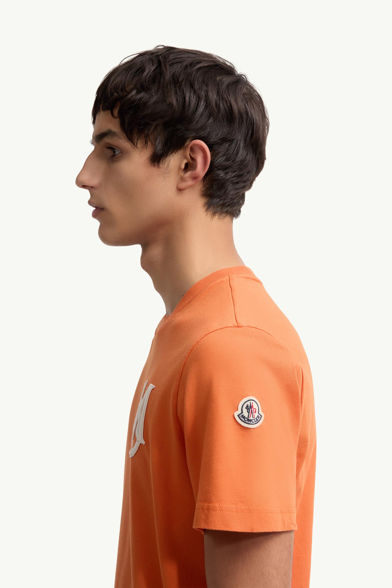 Monogram Cotton T-Shirt Men Orange Moncler 1