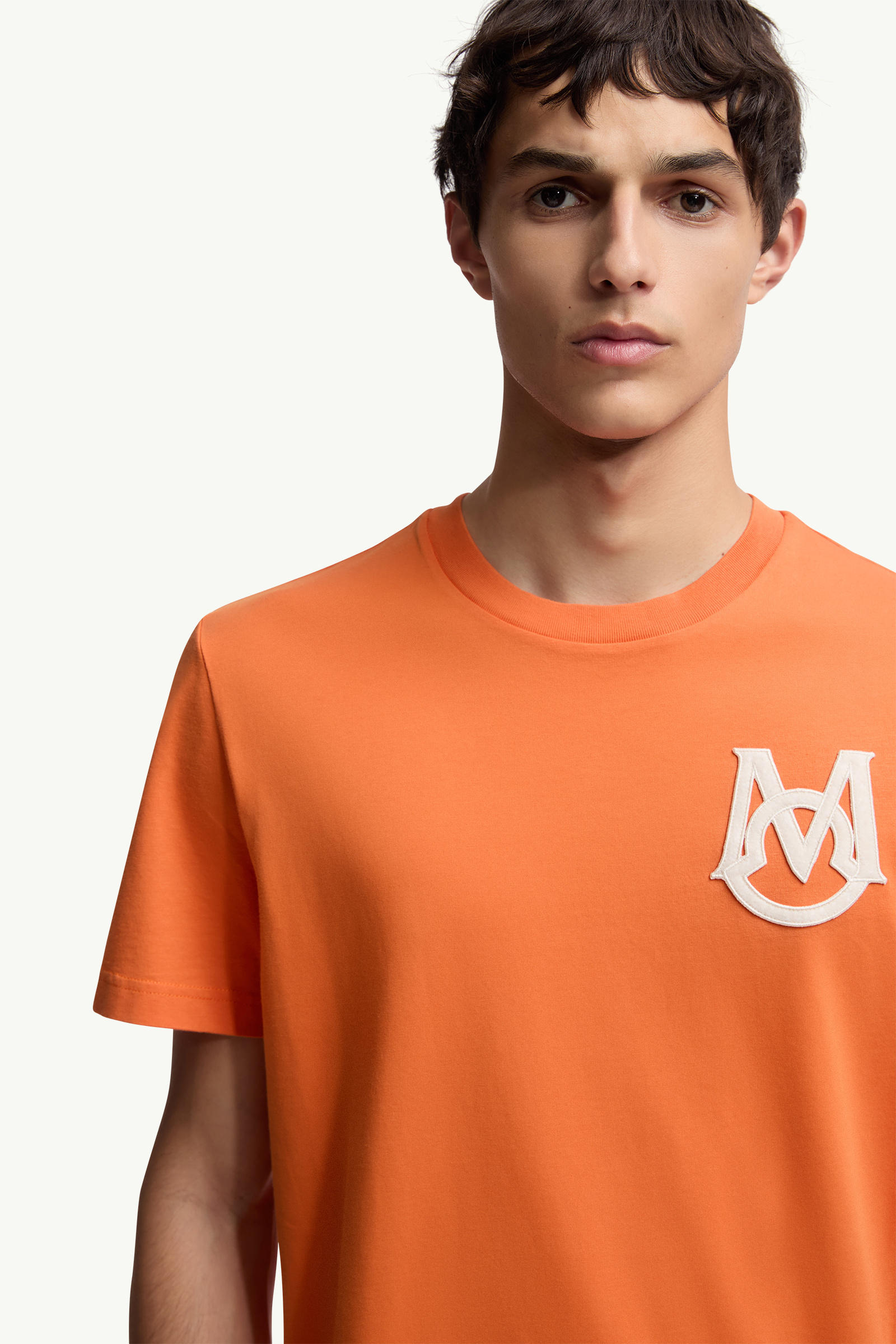 Monogram Cotton T-Shirt Men Orange Moncler 5