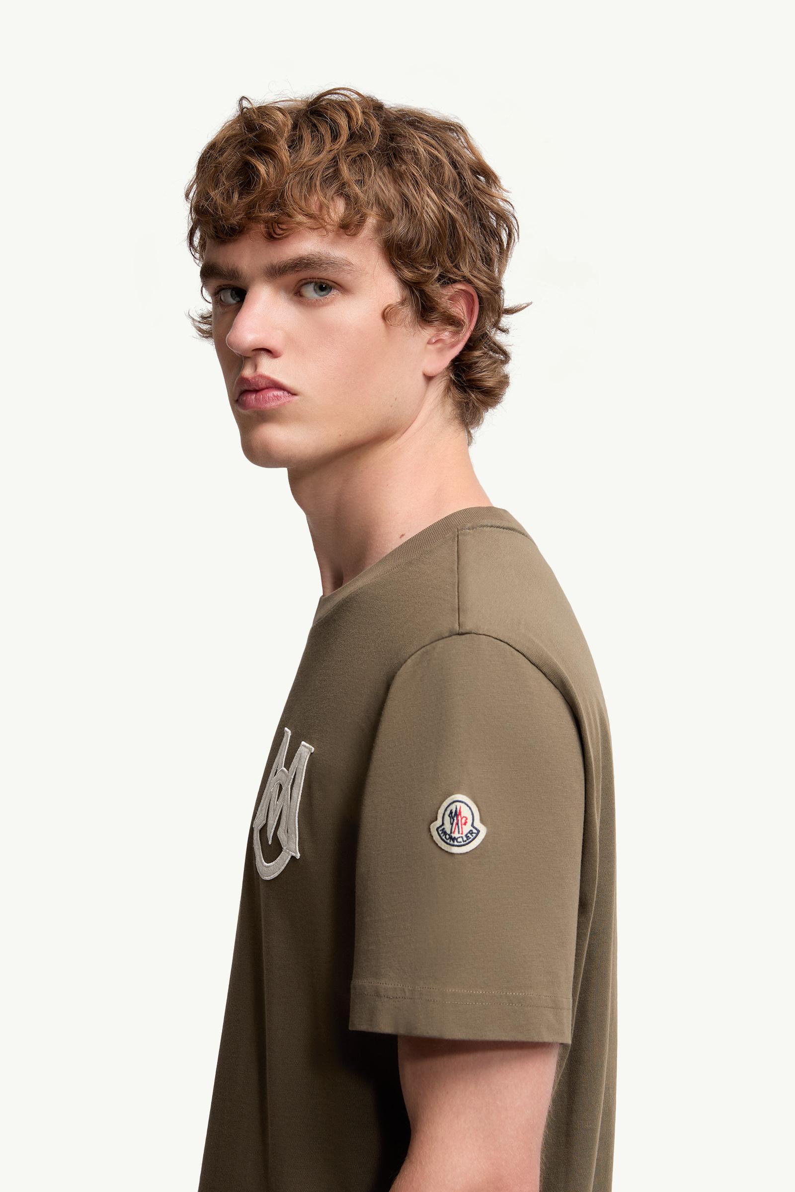 Monogram Cotton T-Shirt Men Olive Green Moncler 1