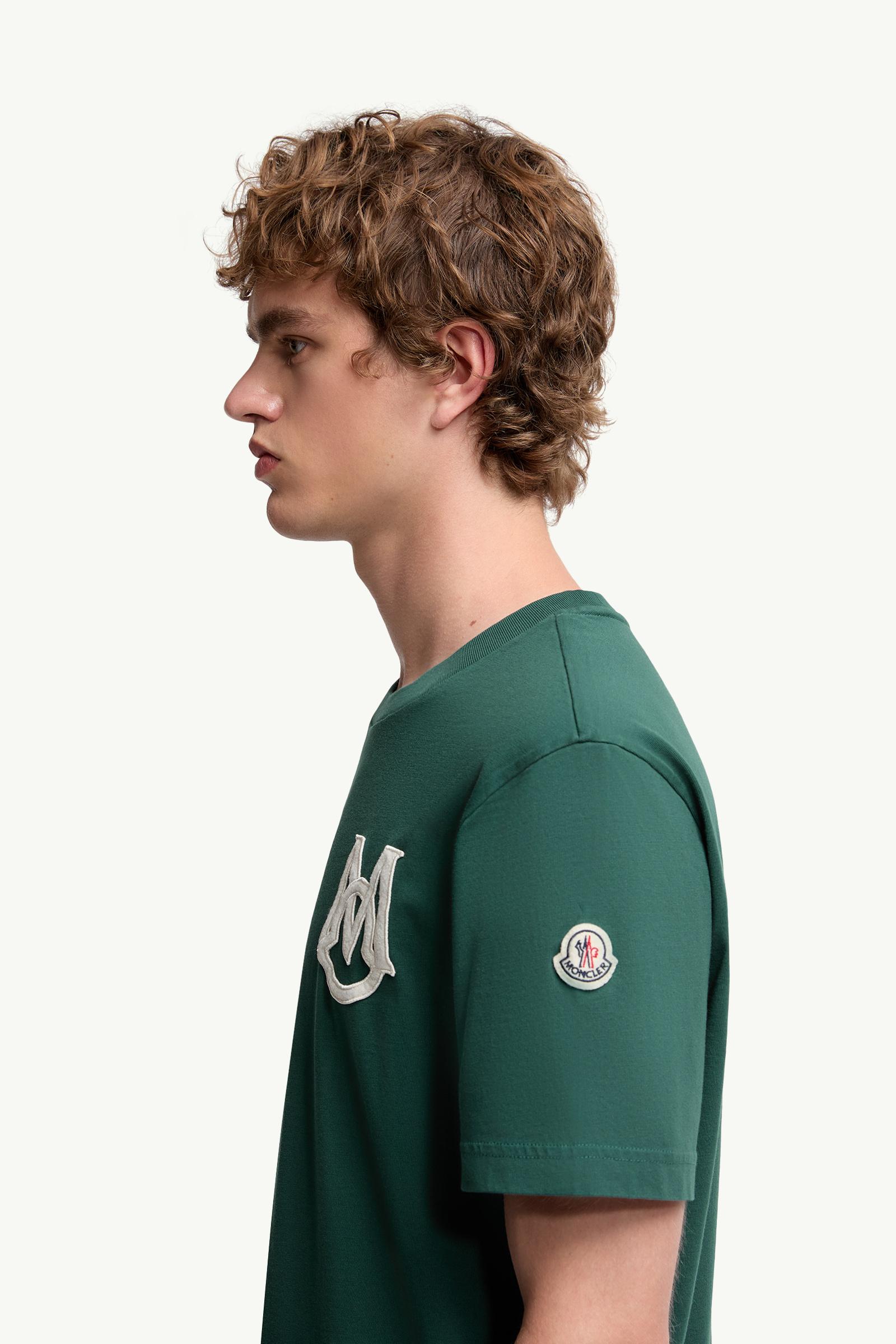 Monogram Cotton T-Shirt Men Leaf Green Moncler 1
