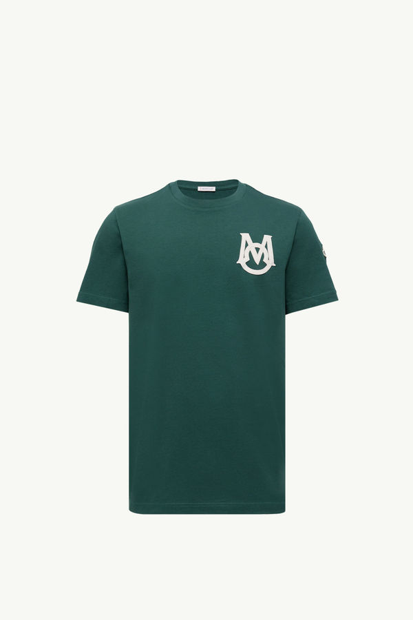 Monogram Cotton T-Shirt Men Leaf Green Moncler 2