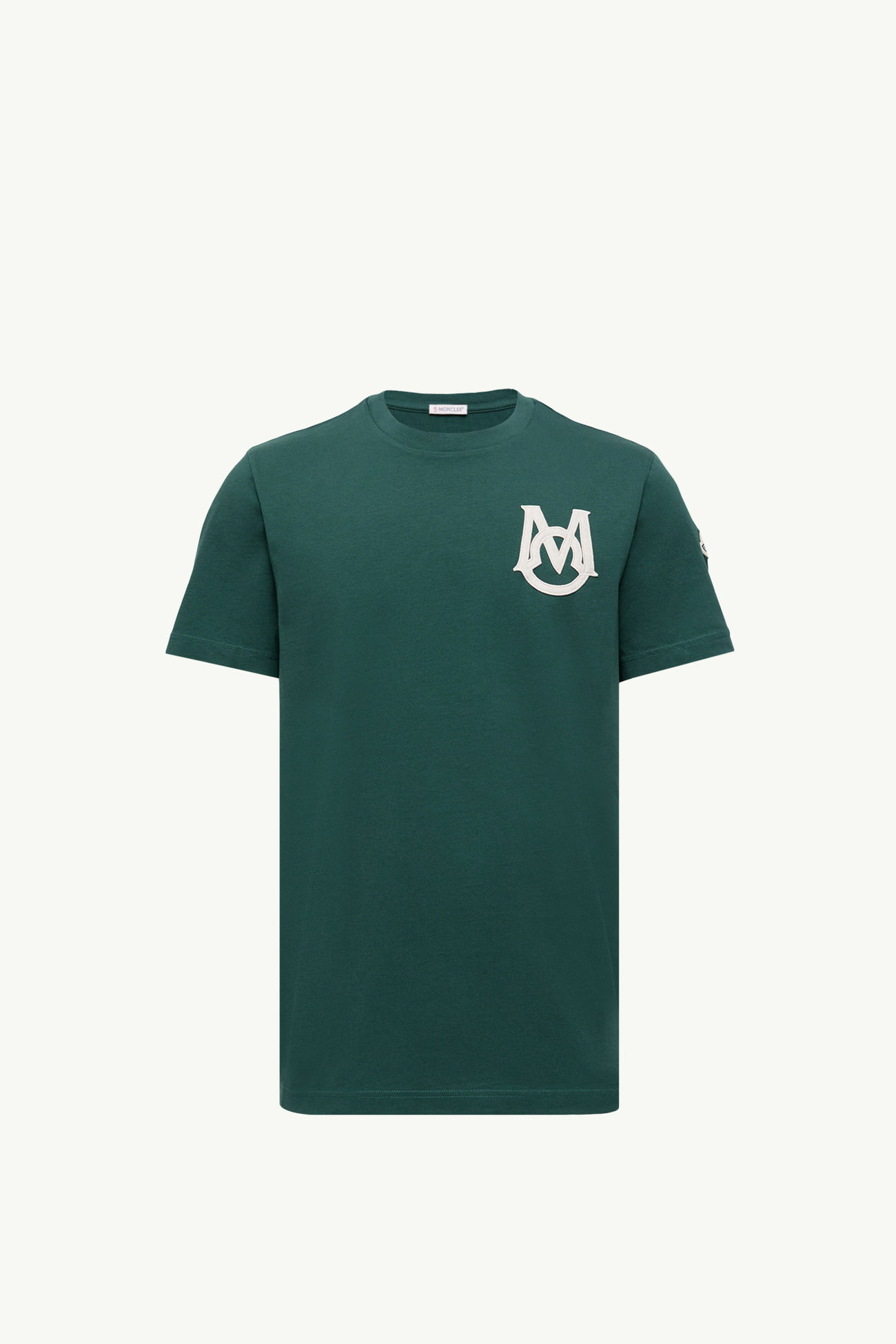 T-shirt in cotone con monogramma Uomo Verde Foglia Moncler 2