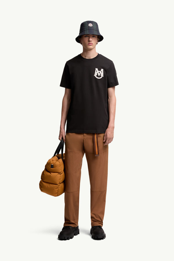 Monogram Cotton T-Shirt Men Black Moncler 0
