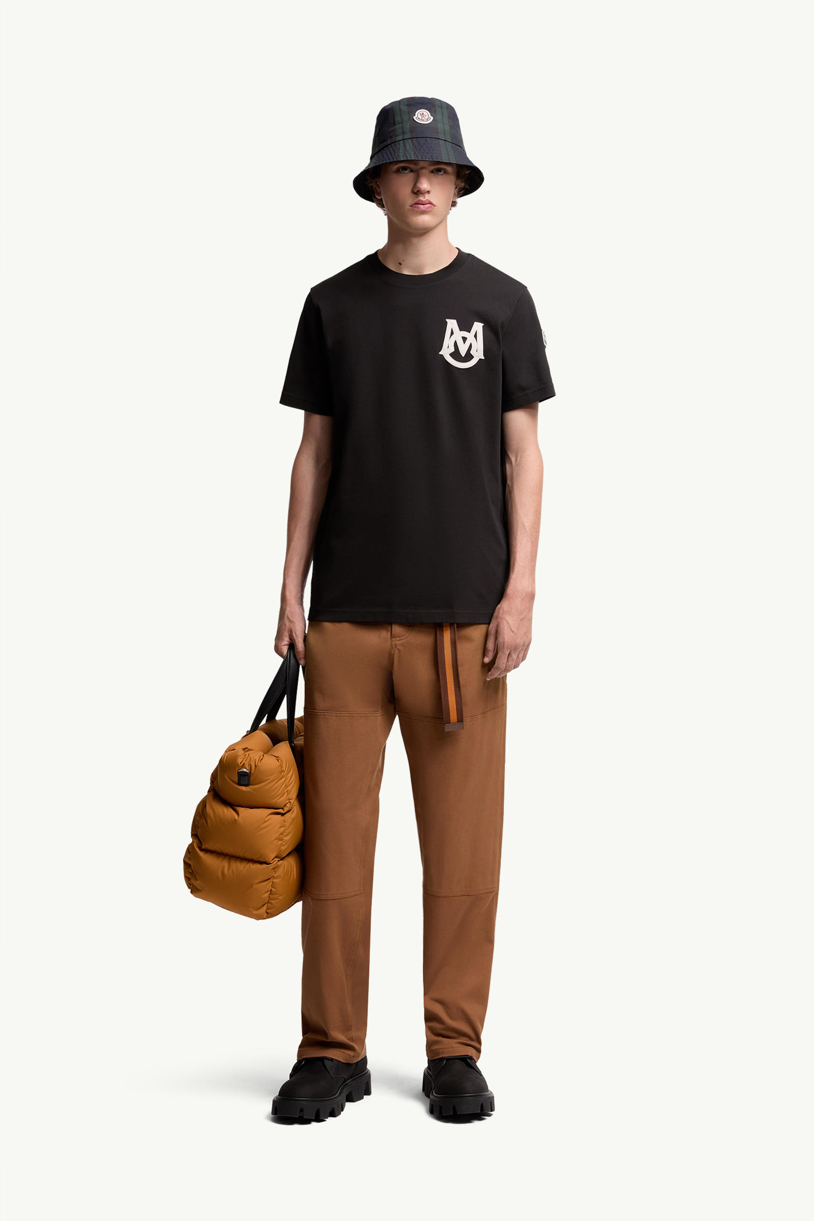 Monogram Cotton T-Shirt Men Black Moncler 0