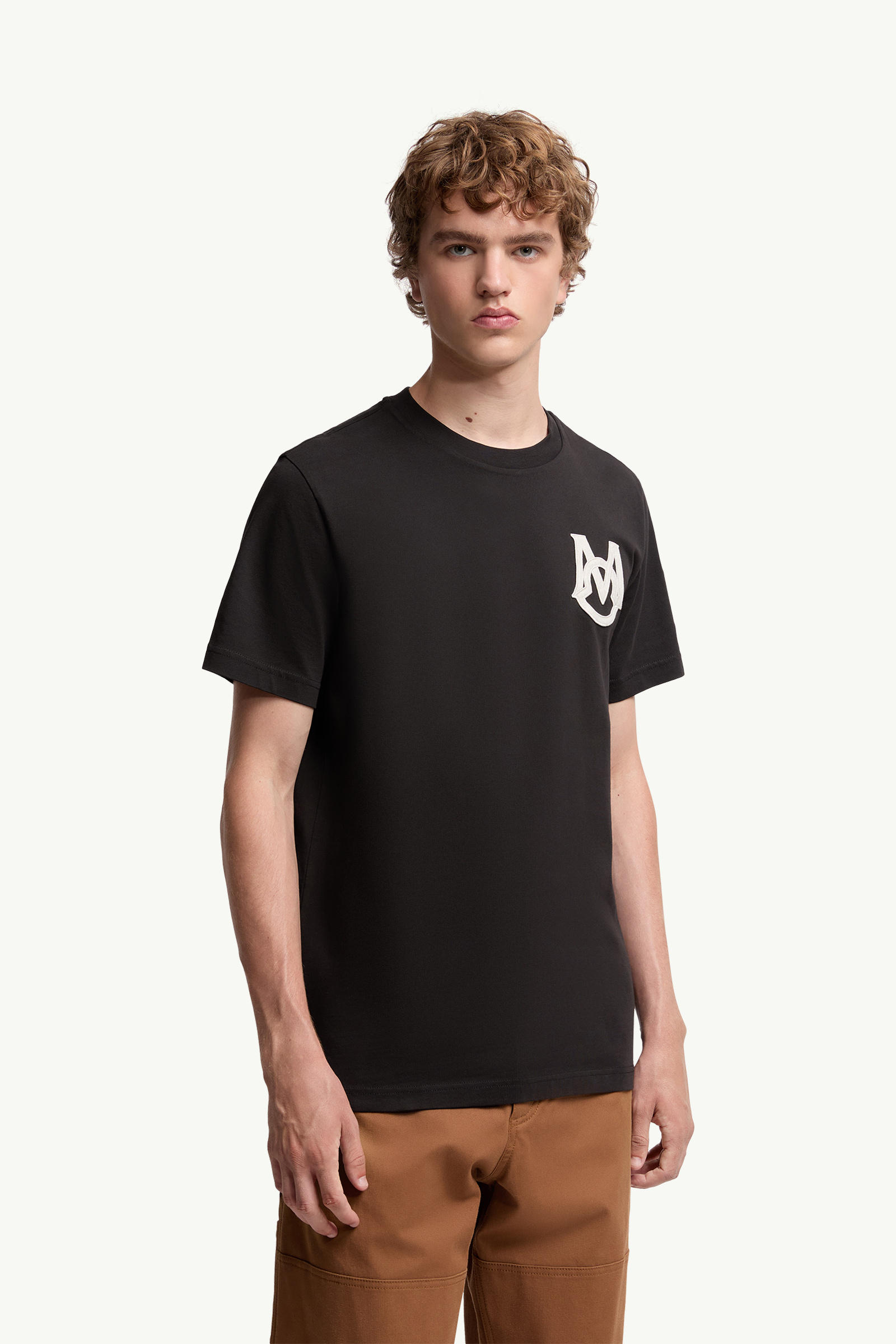 Monogram Cotton T-Shirt Men Black Moncler 3