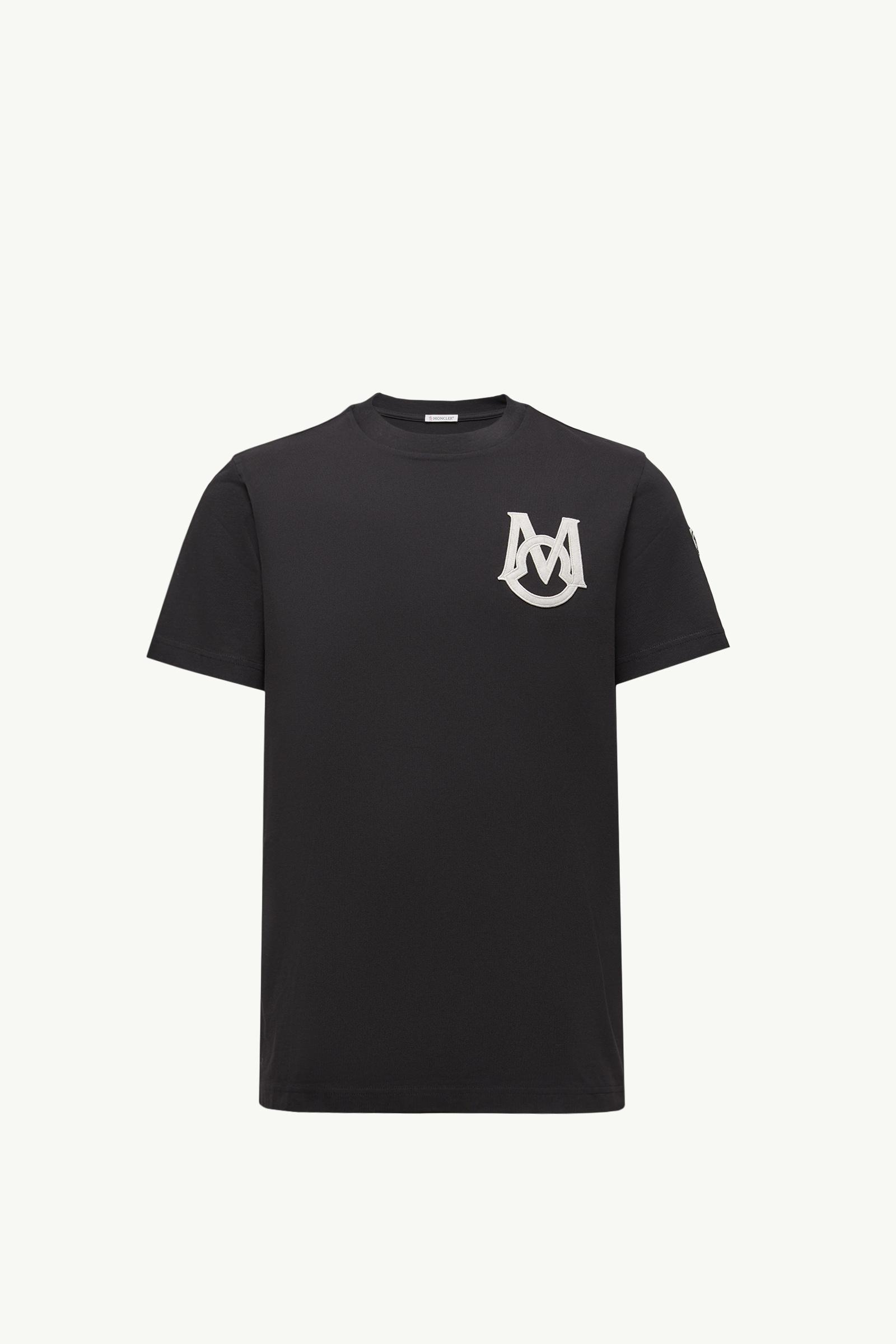 Moncler ブラック Tシャツ ロゴ入り　XL ブラック Tシャツ : Tシャツ＆ポロシャツ 向けの メンズ