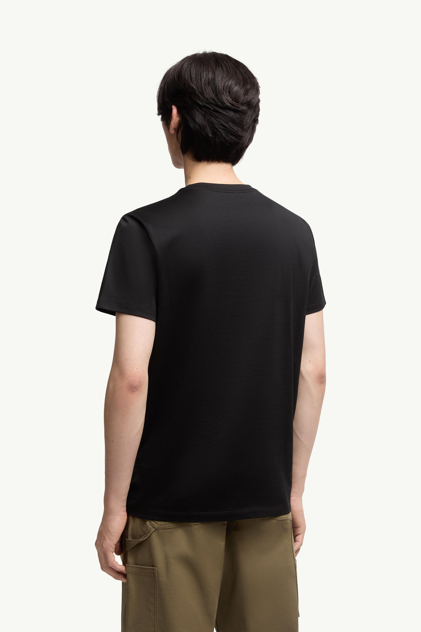 Double Logo Patch Cotton T-Shirt Men Black Moncler 4