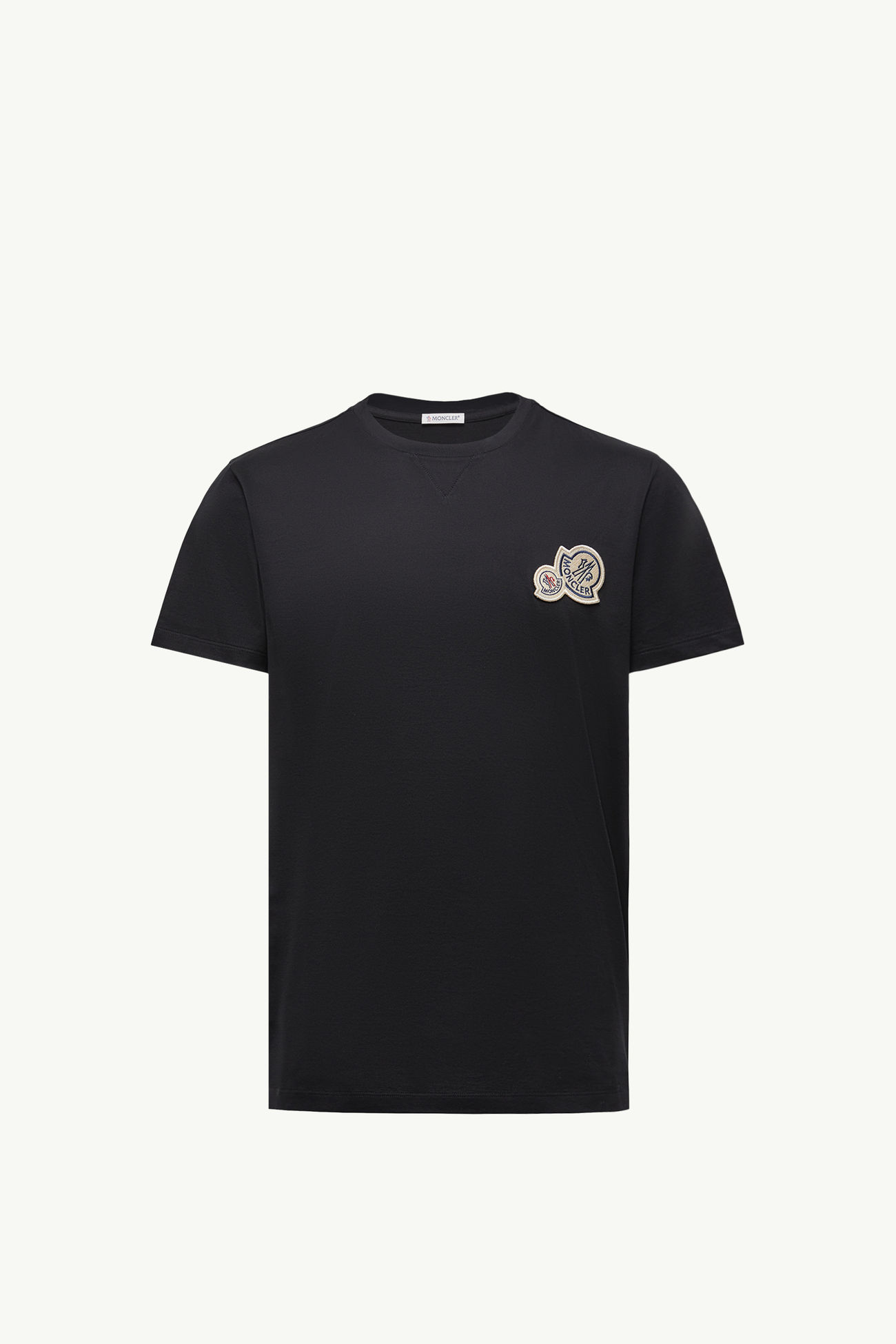 Camiseta de algodón con parche con logotipo doble Hombre Negro Moncler 2
