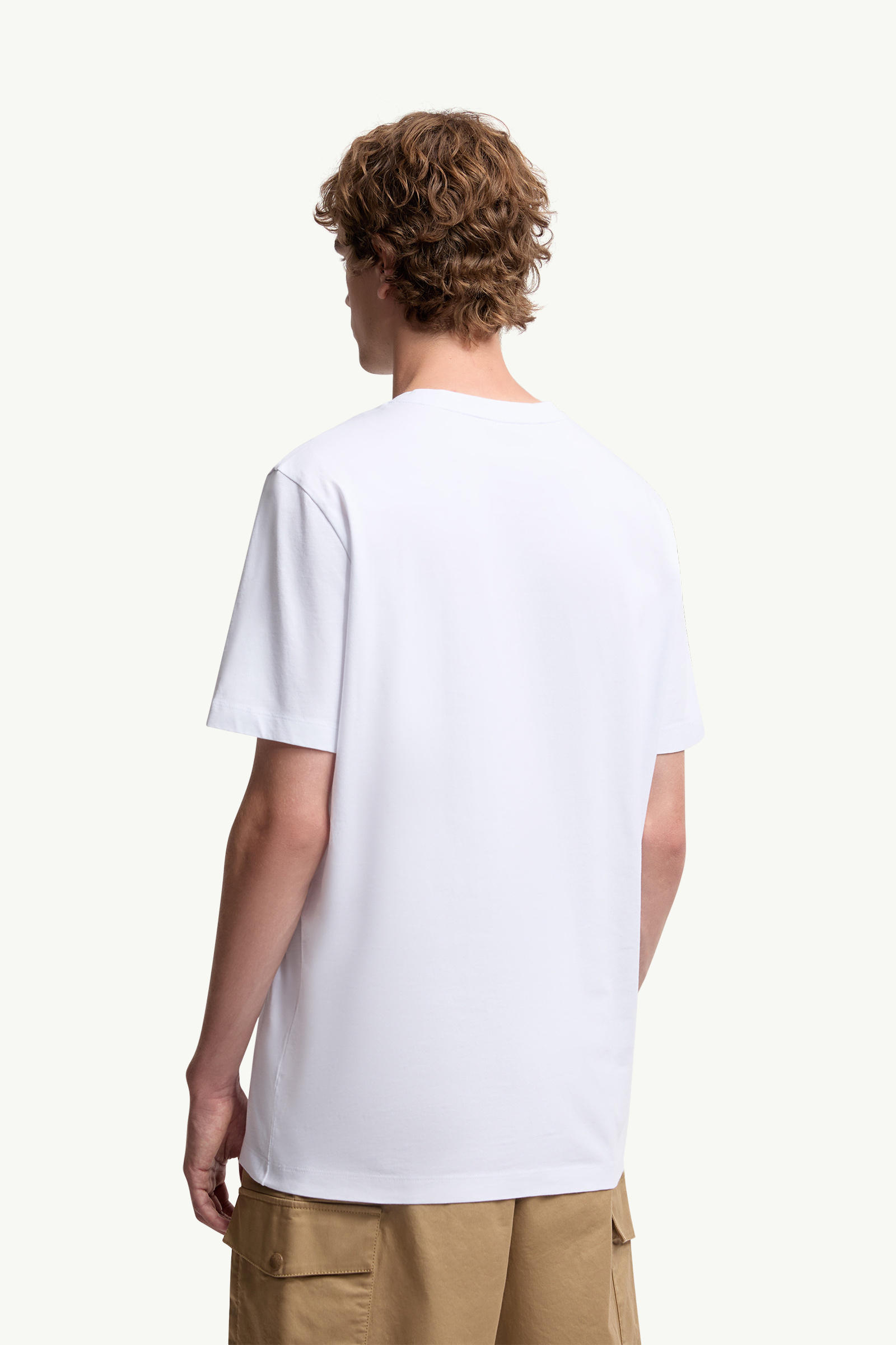 Flocked Logo Cotton T-Shirt Men White Moncler 4
