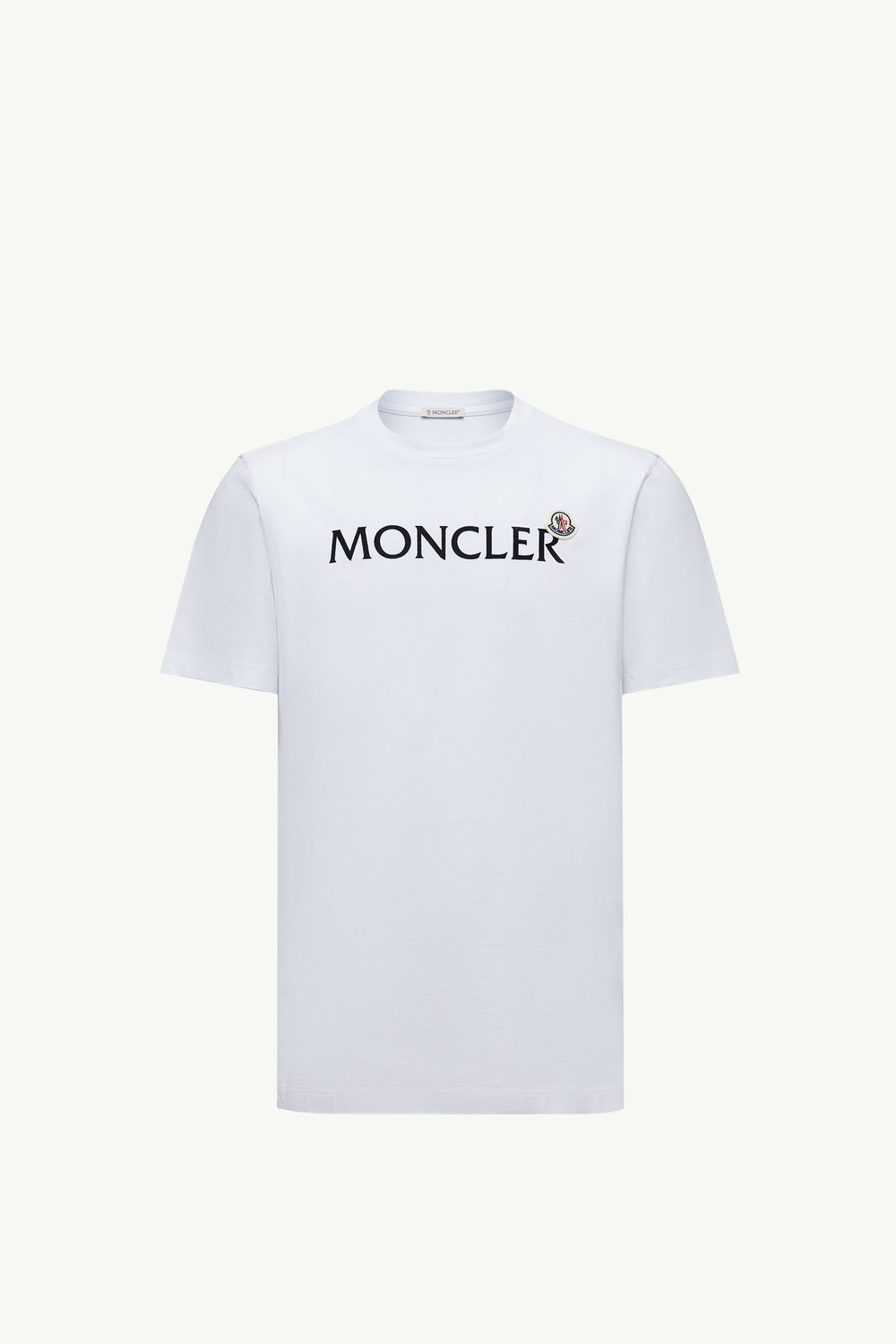 Flocked Logo Cotton T-Shirt Men White Moncler 2