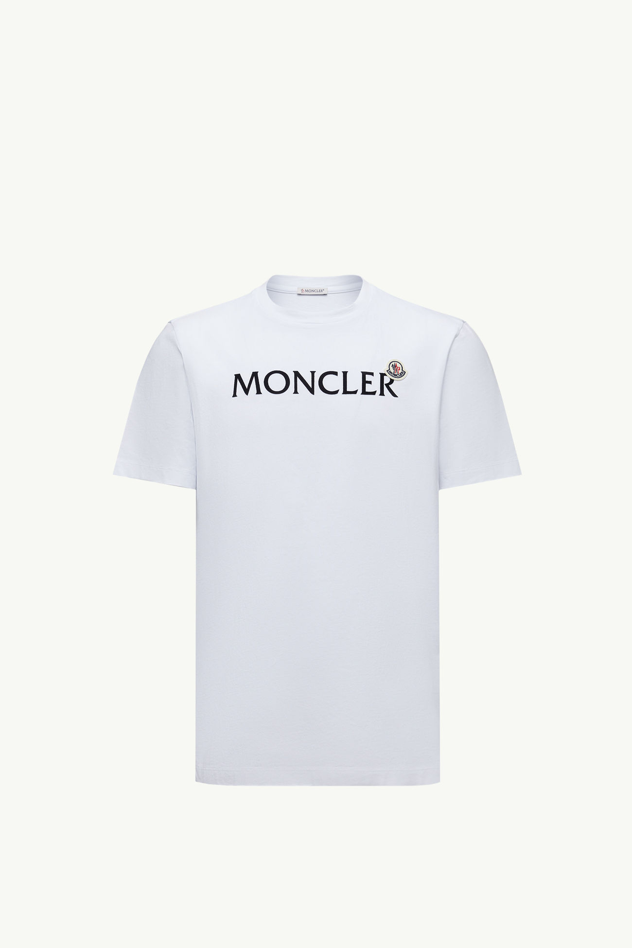 Flocked Logo Cotton T-Shirt Men White Moncler 2