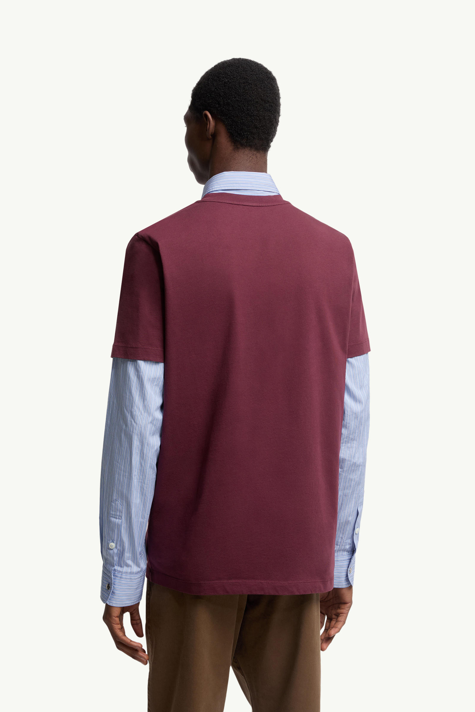 Flocked Logo Cotton T-Shirt Men Burgundy Moncler 4