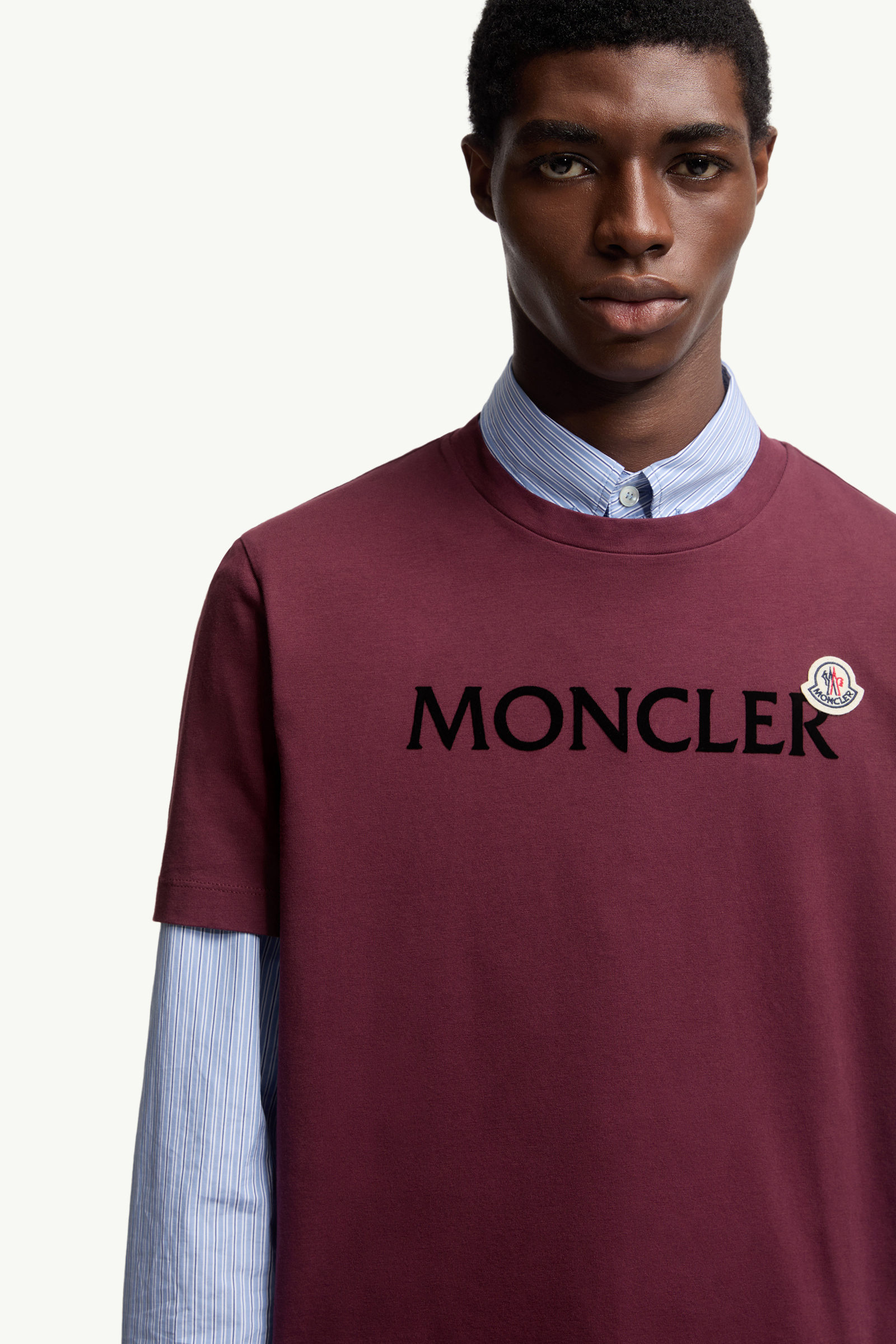 植絨標誌棉質T恤 男士 酒紅色 Moncler 5