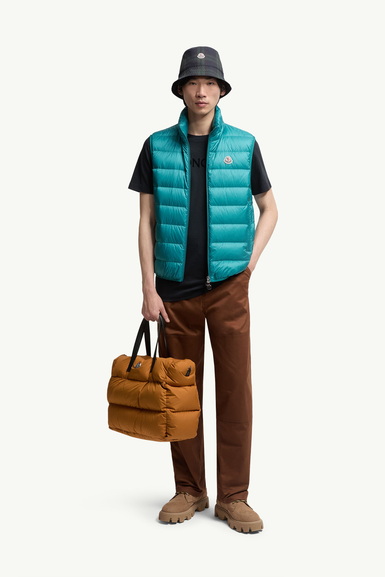 플록 로고 코튼 티셔츠 남성 나이트 블루 Moncler 0