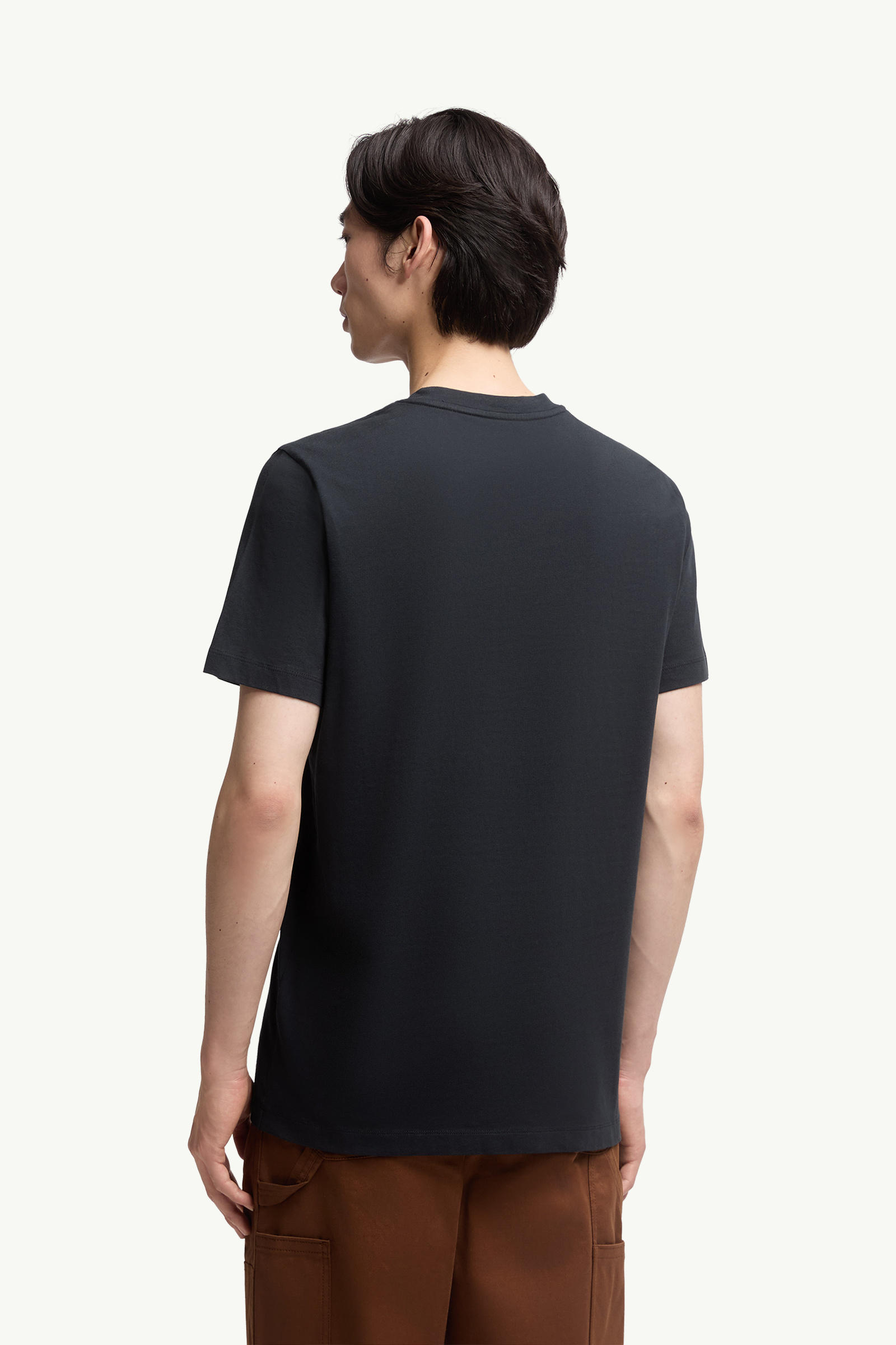 T-shirt en coton à logo floqué Hommes Bleu Nuit Moncler 4