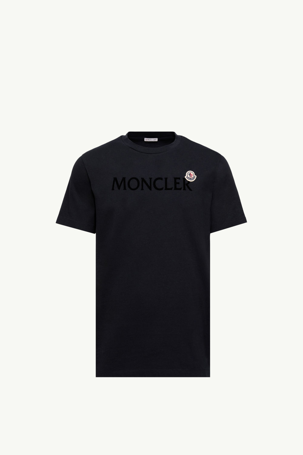 Camiseta de algodón con logotipo flocado Hombre Azul Noche Moncler 2