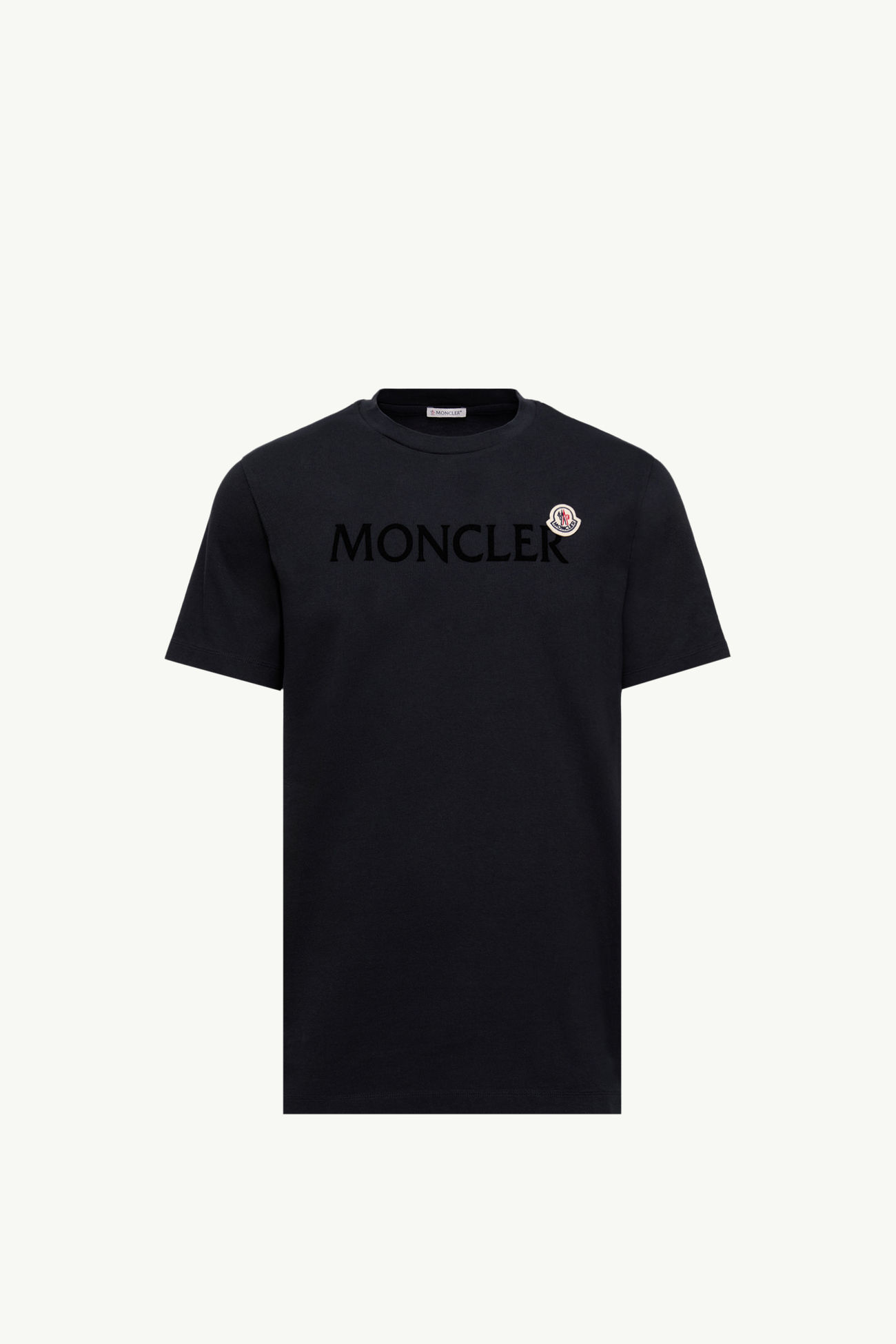 플록 로고 코튼 티셔츠 남성 나이트 블루 Moncler 2