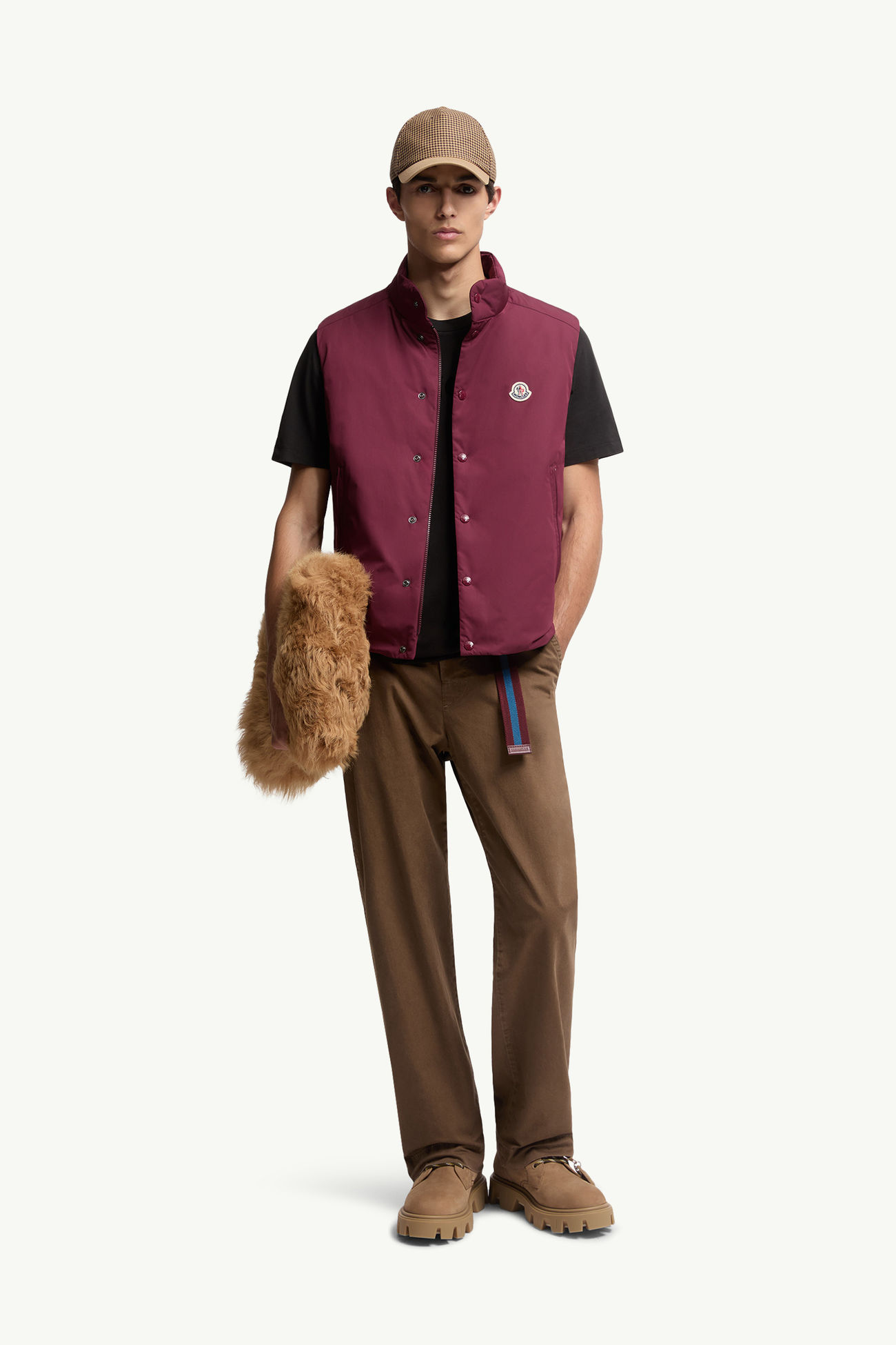 植絨標誌棉質T恤 男士 黑色 Moncler 0