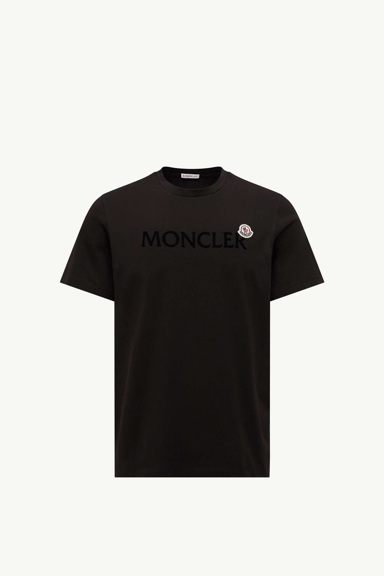 Camiseta de algodón con logotipo flocado Hombre Negro Moncler 2