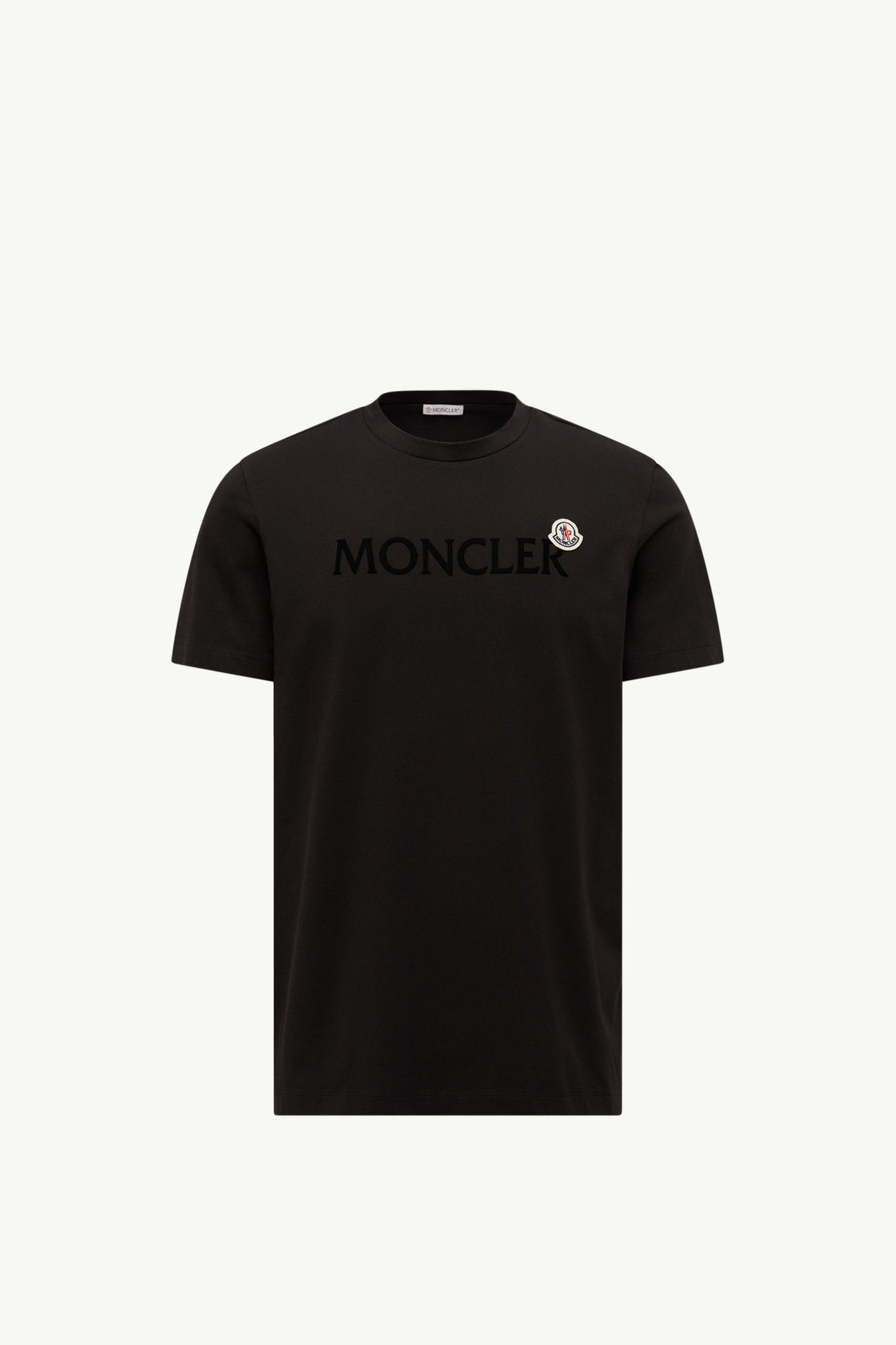 T-shirt con logo floccato in cotone Uomo Nero Moncler 2