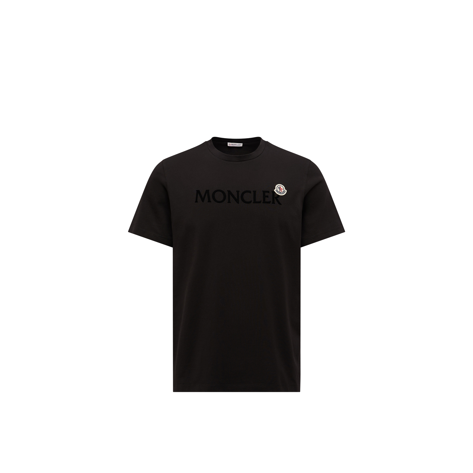 Moncler   Flocked Logo Cotton T-Shirt for Men in Black, Size: L