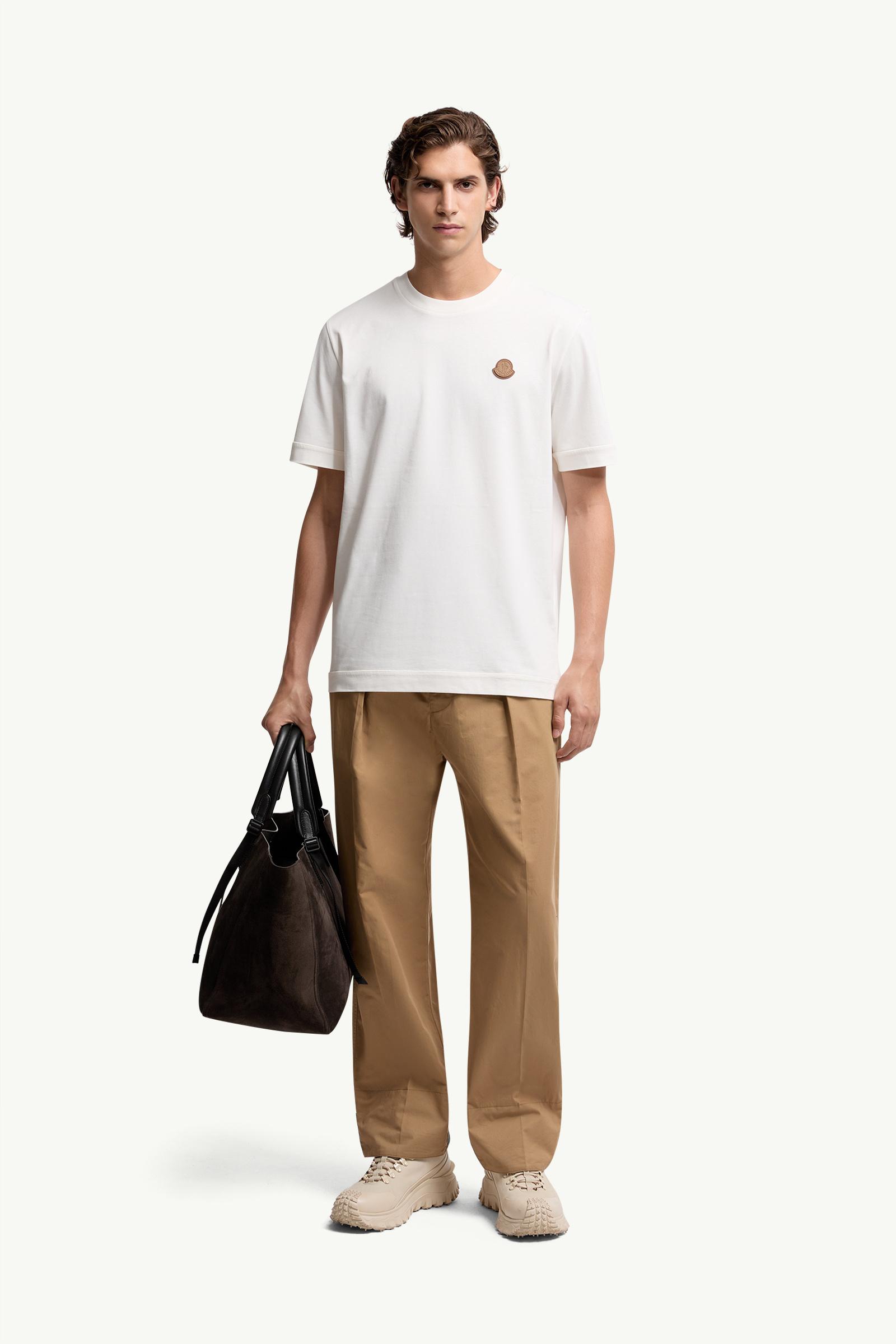 White Logo Patch Cotton T-Shirt - Polos & T-shirts for Men