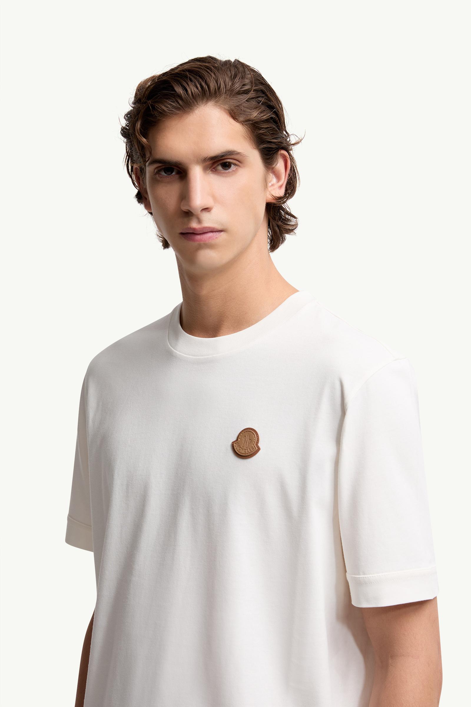 White Logo Patch Cotton T-Shirt - Polos & T-shirts for Men