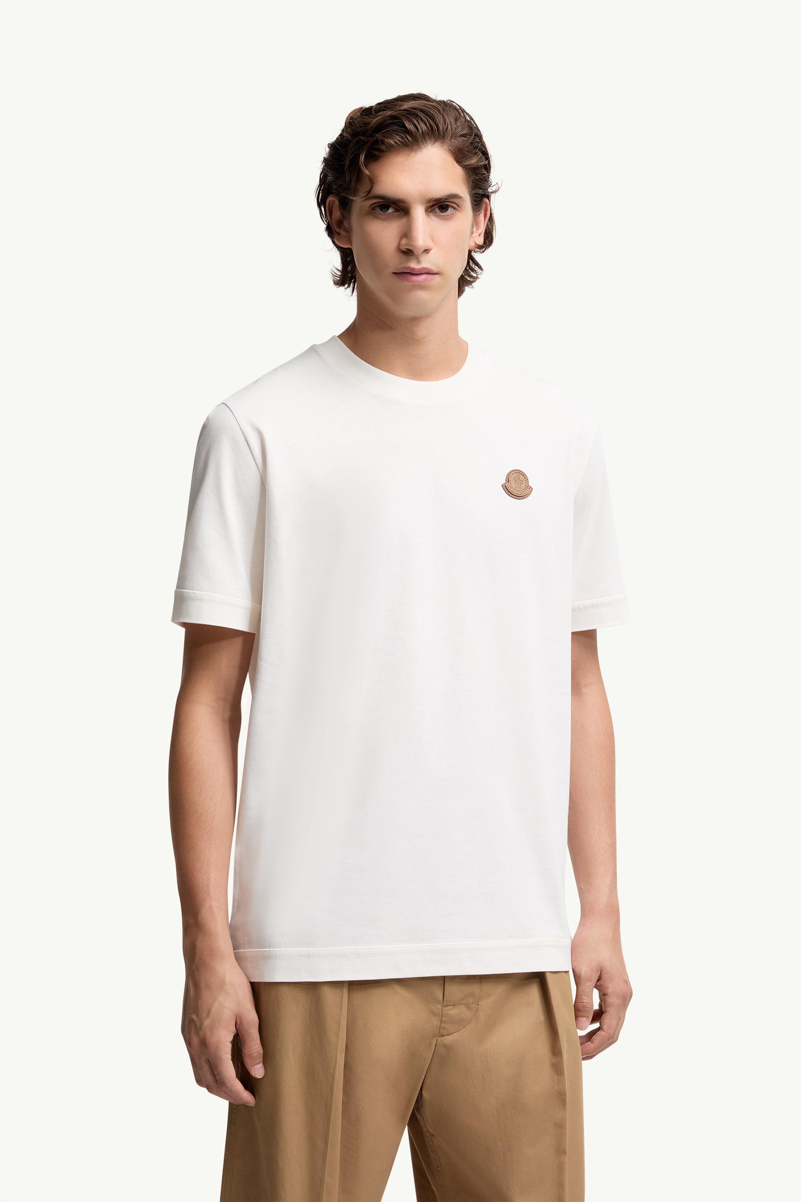 White Logo Patch Cotton T-Shirt - Polos & T-shirts for Men