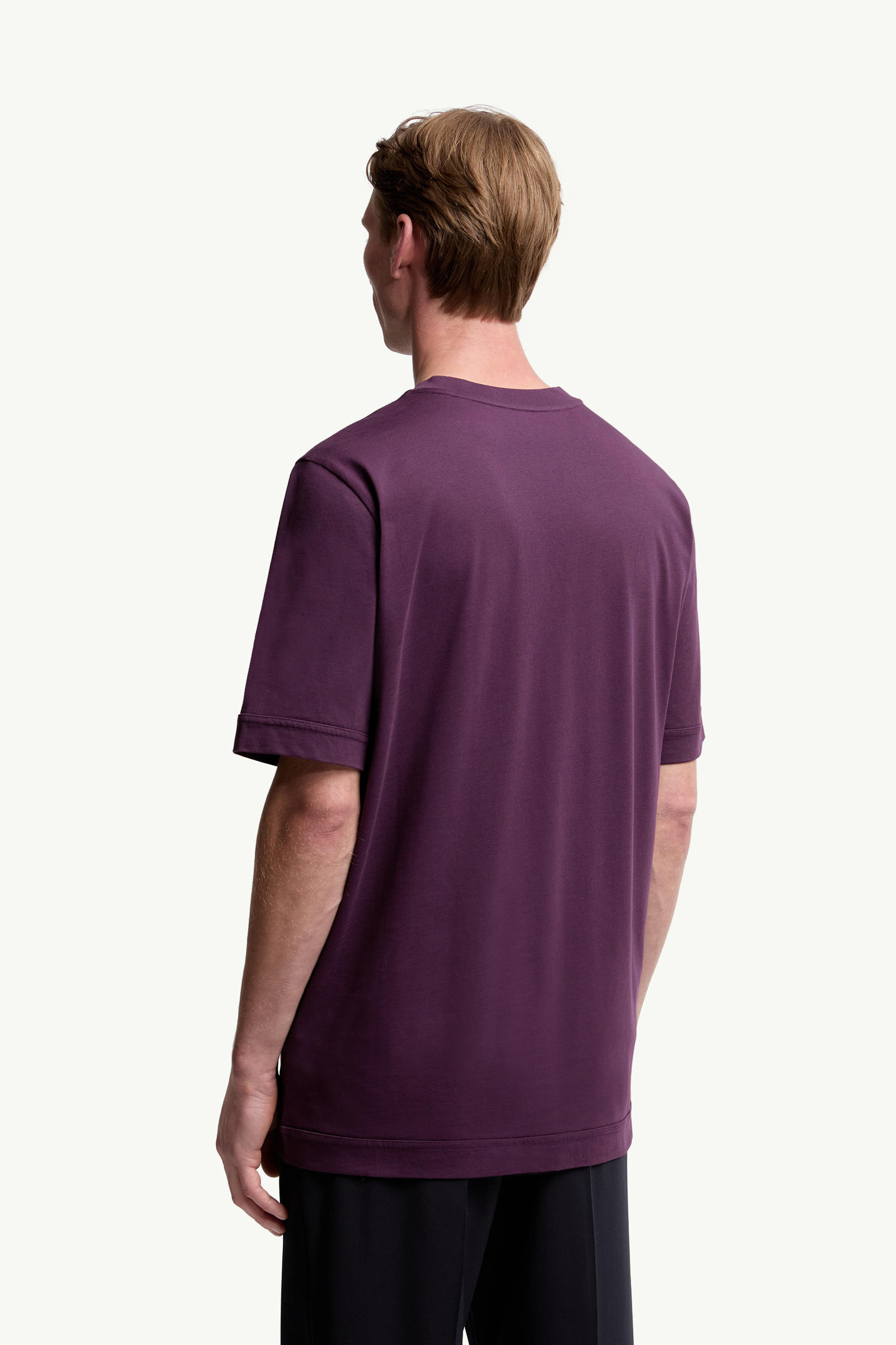 Logo Patch Cotton T-Shirt Men Purple Moncler 4