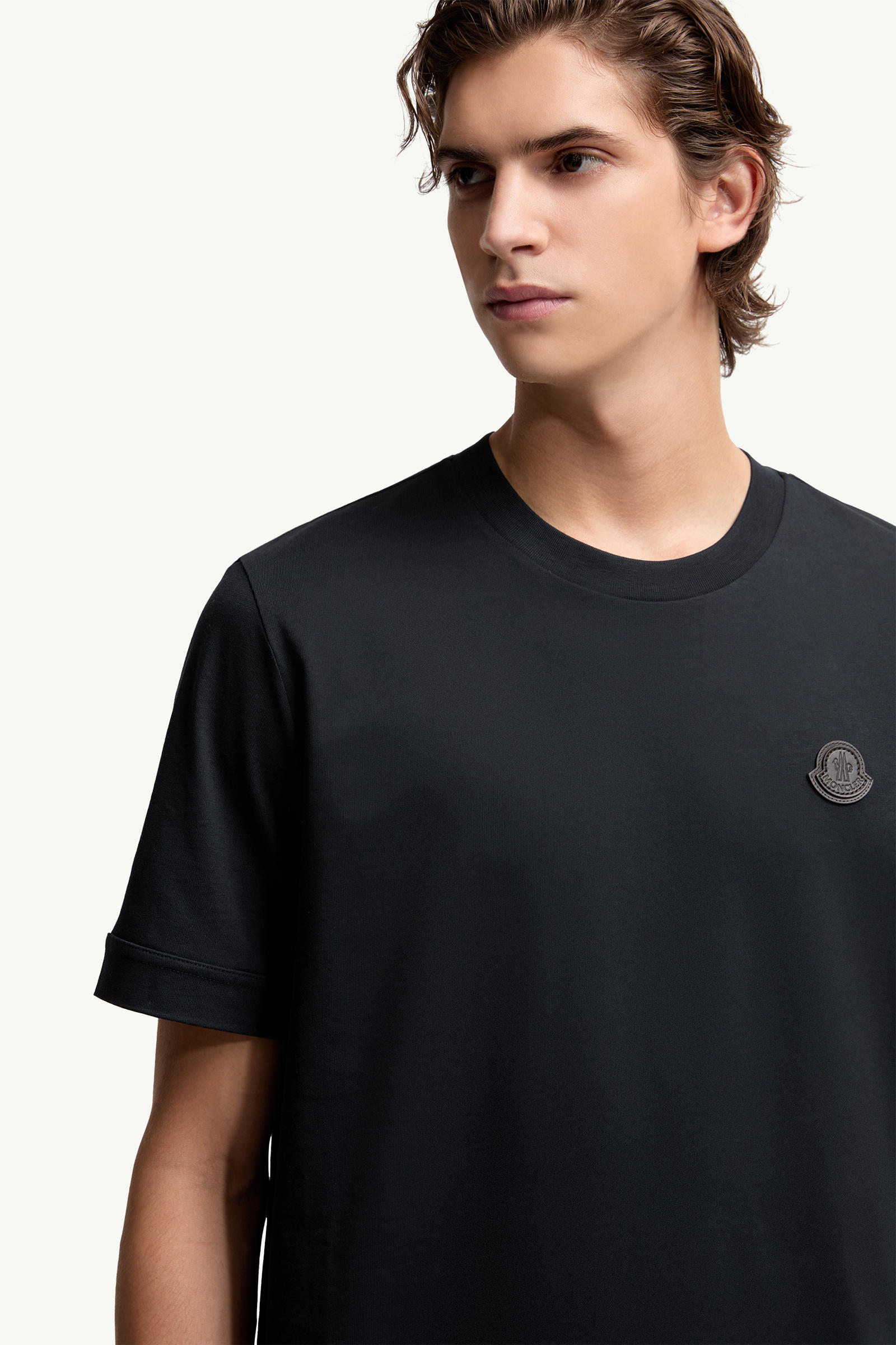 Logo Patch Cotton T-Shirt Men Navy Blue Moncler 5