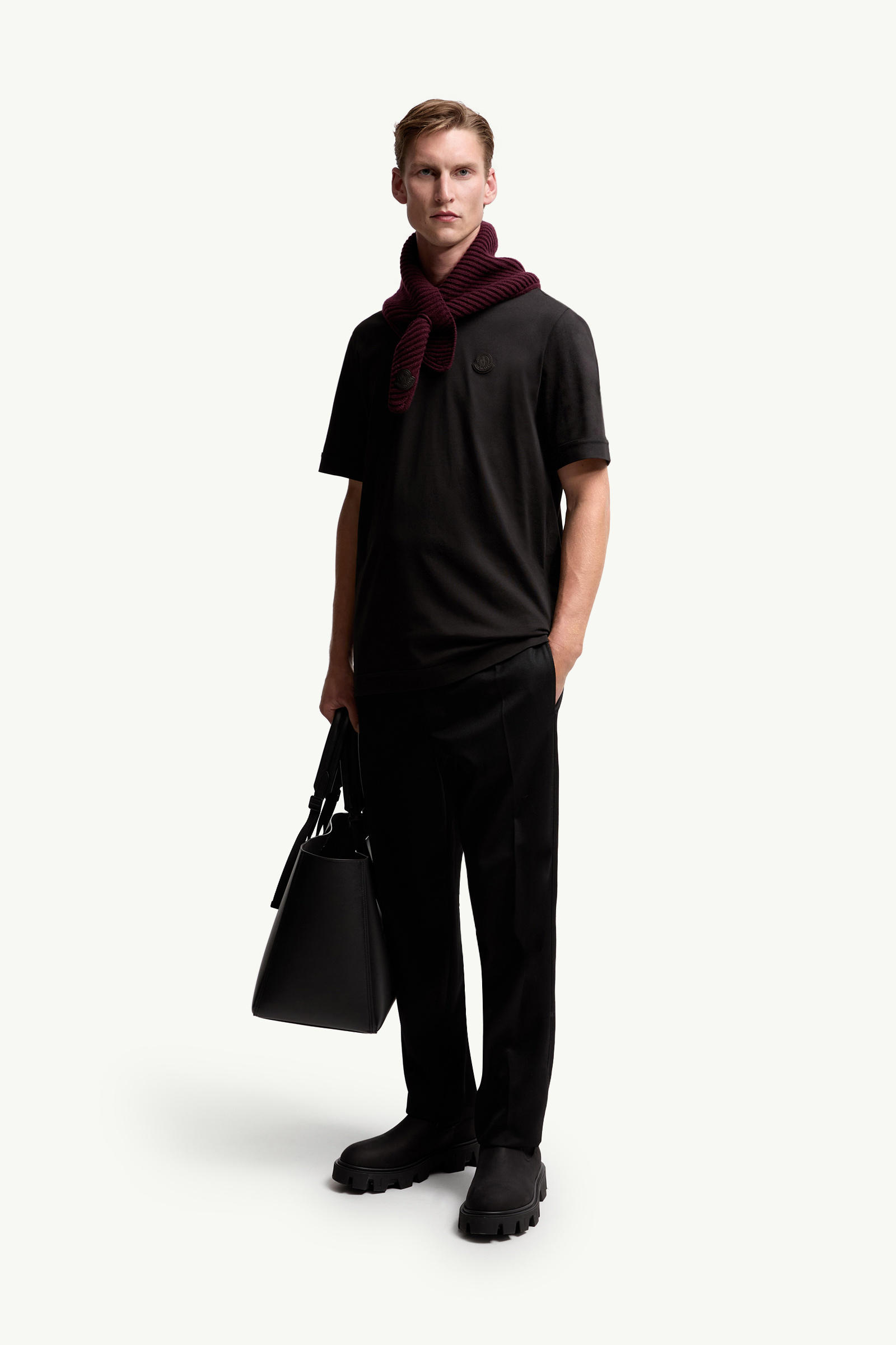 Logo Patch Cotton T-Shirt Men Black Moncler 0