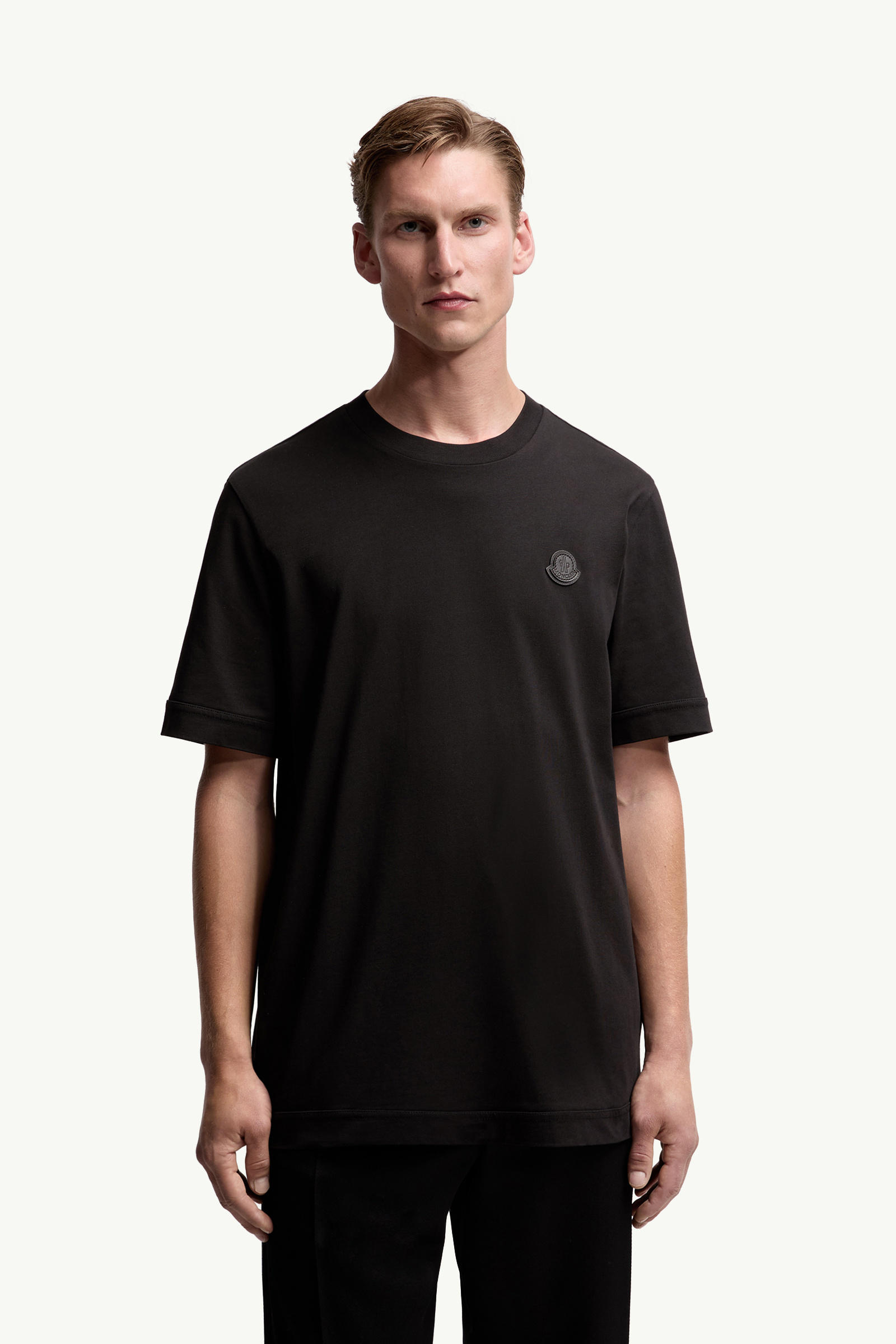 Logo Patch Cotton T-Shirt Men Black Moncler 3