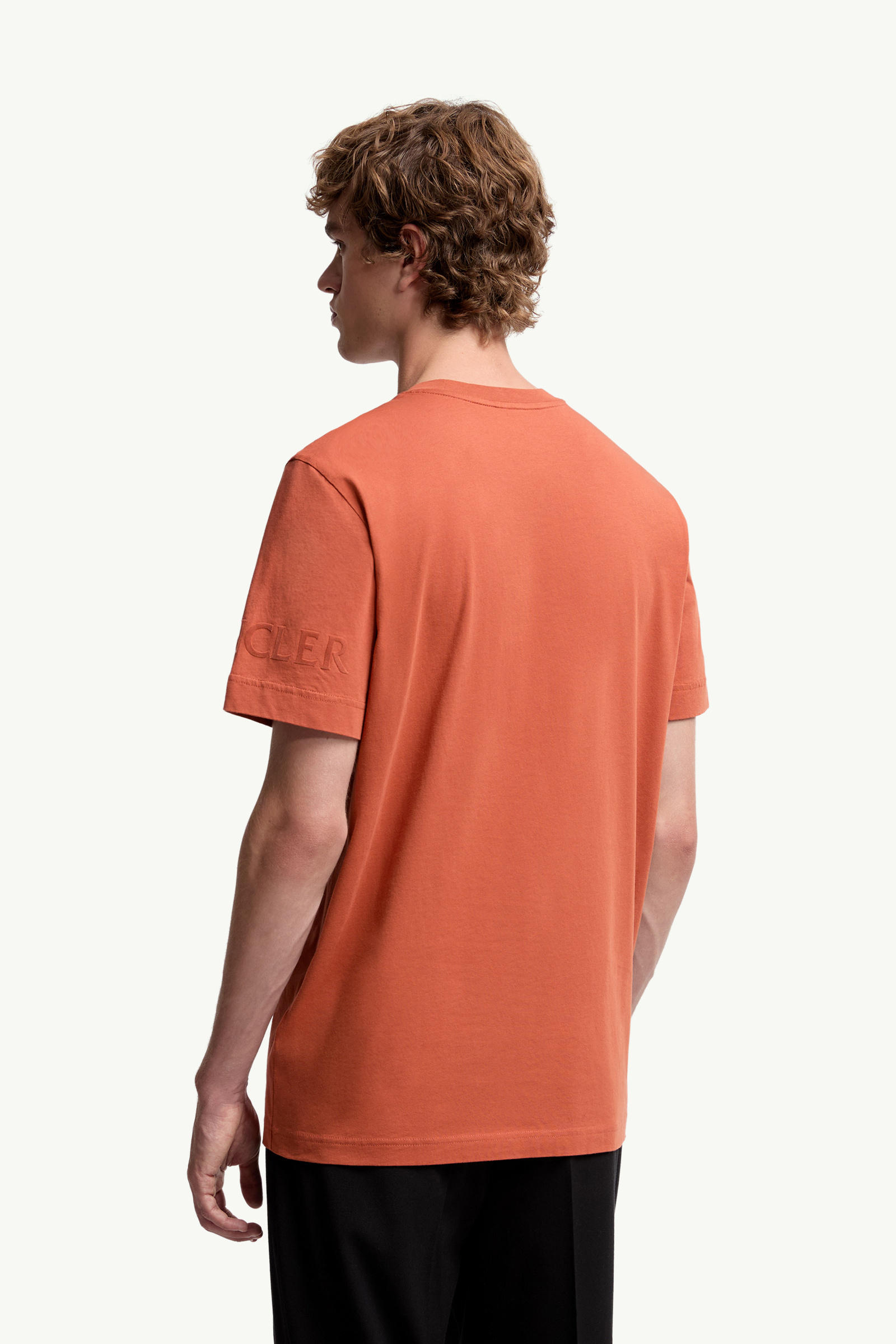 Logo Cotton T-Shirt Men Dark Orange Moncler 4